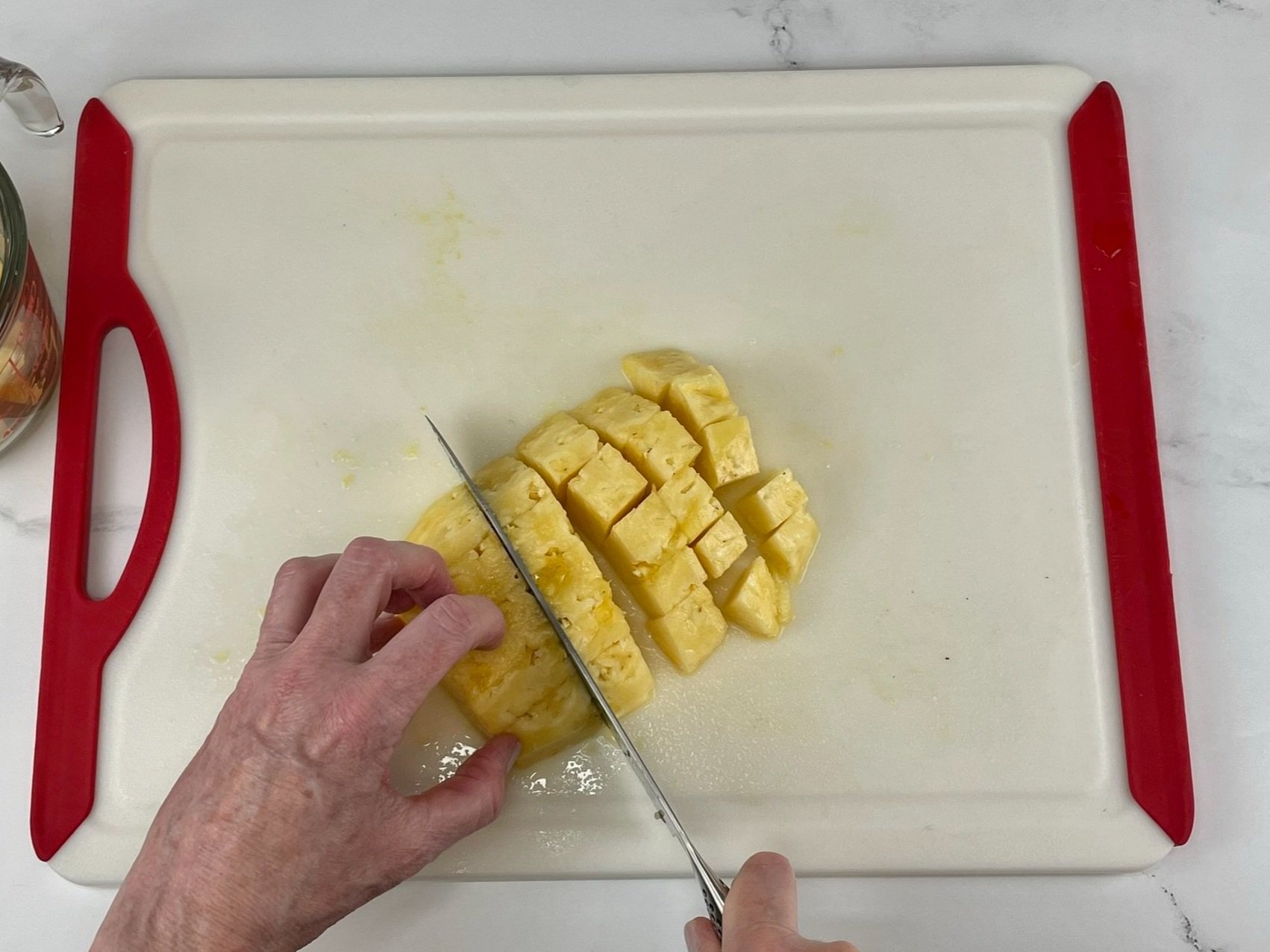 Cut pineapple.