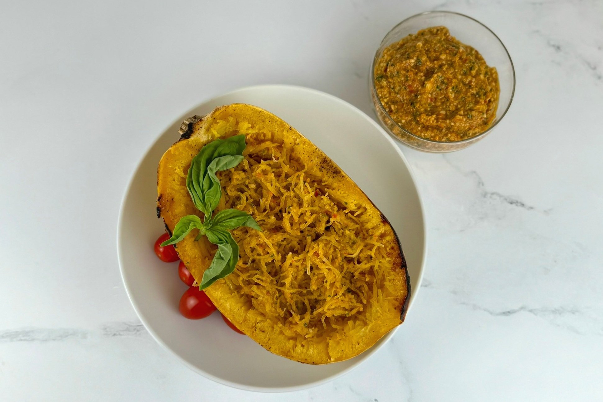 Roasted Spaghetti Squash with Sicilian Pesto