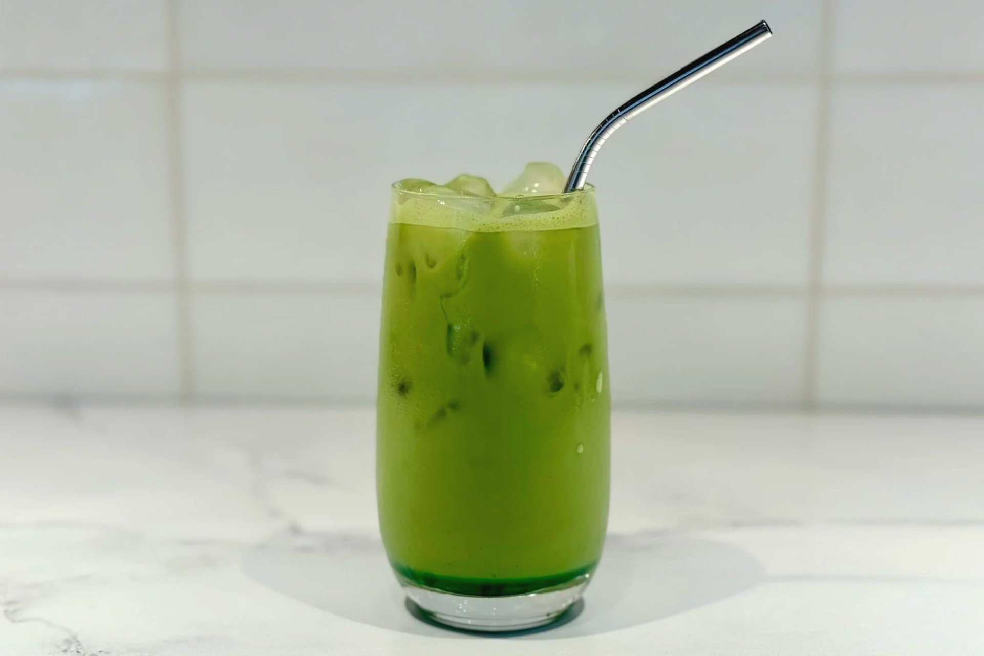 Iced Minty Matcha Latte (stirred)