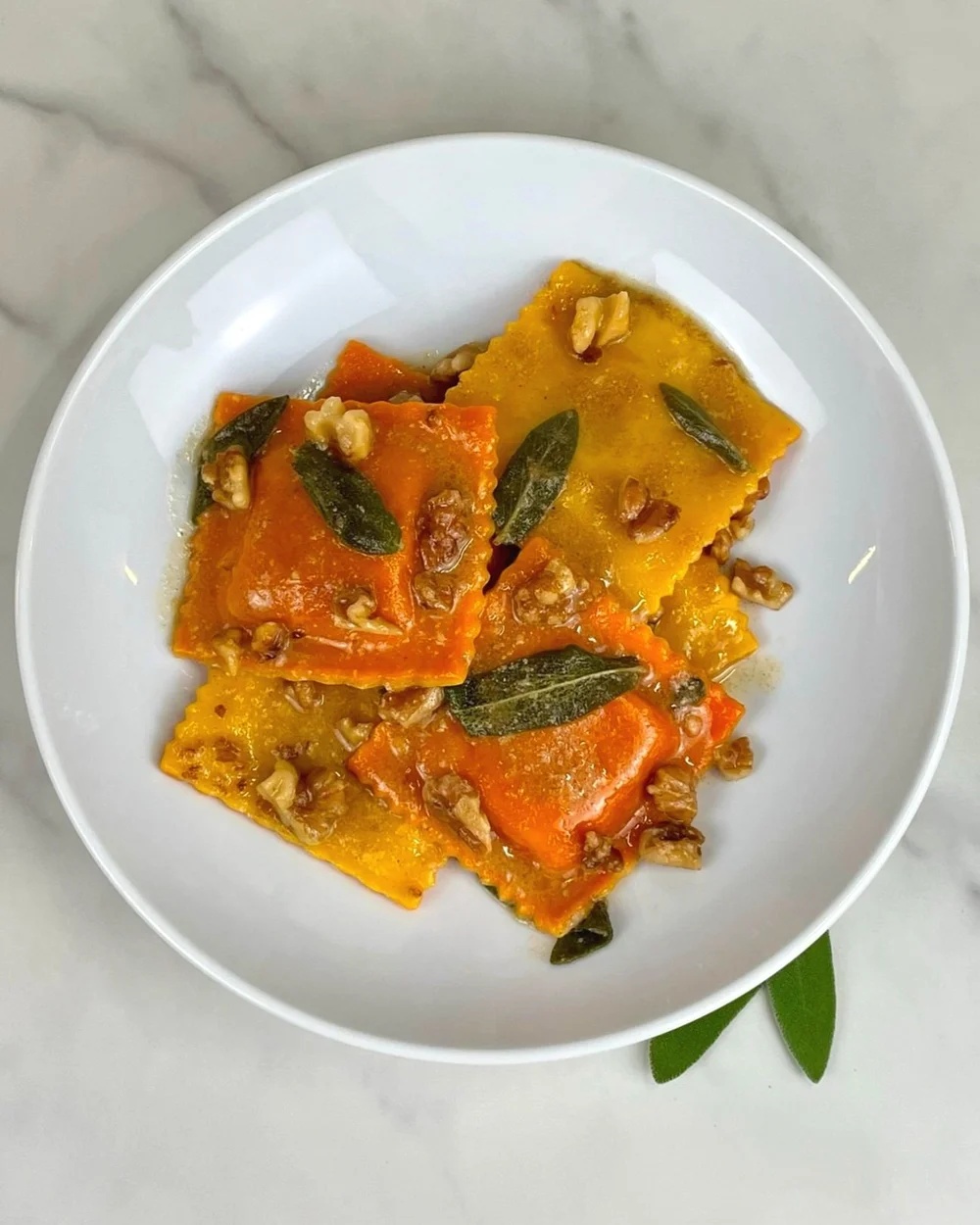 PUMPKIN RAVIOLI with WALNUT SAGE BUTTER - Easy Recipe — Prep My Recipe