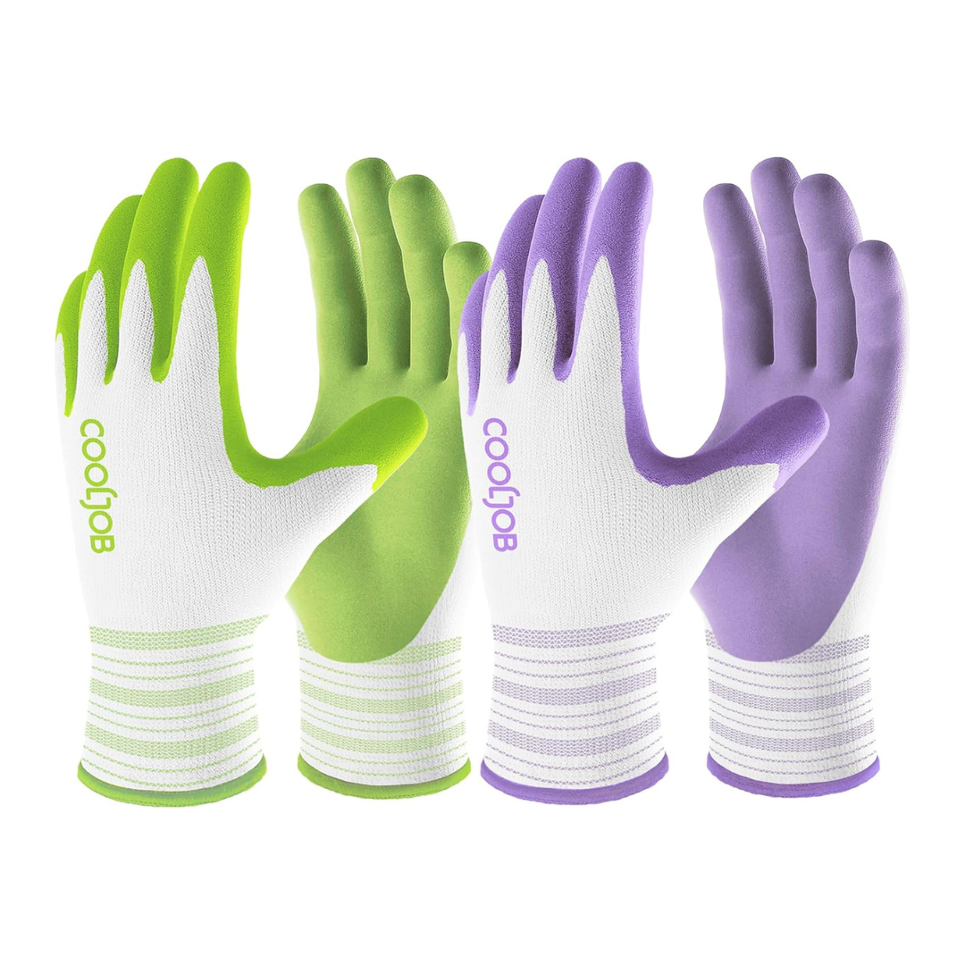 COOLJOB Gardening Rubber-Coated Gloves for Women (2 Pairs)