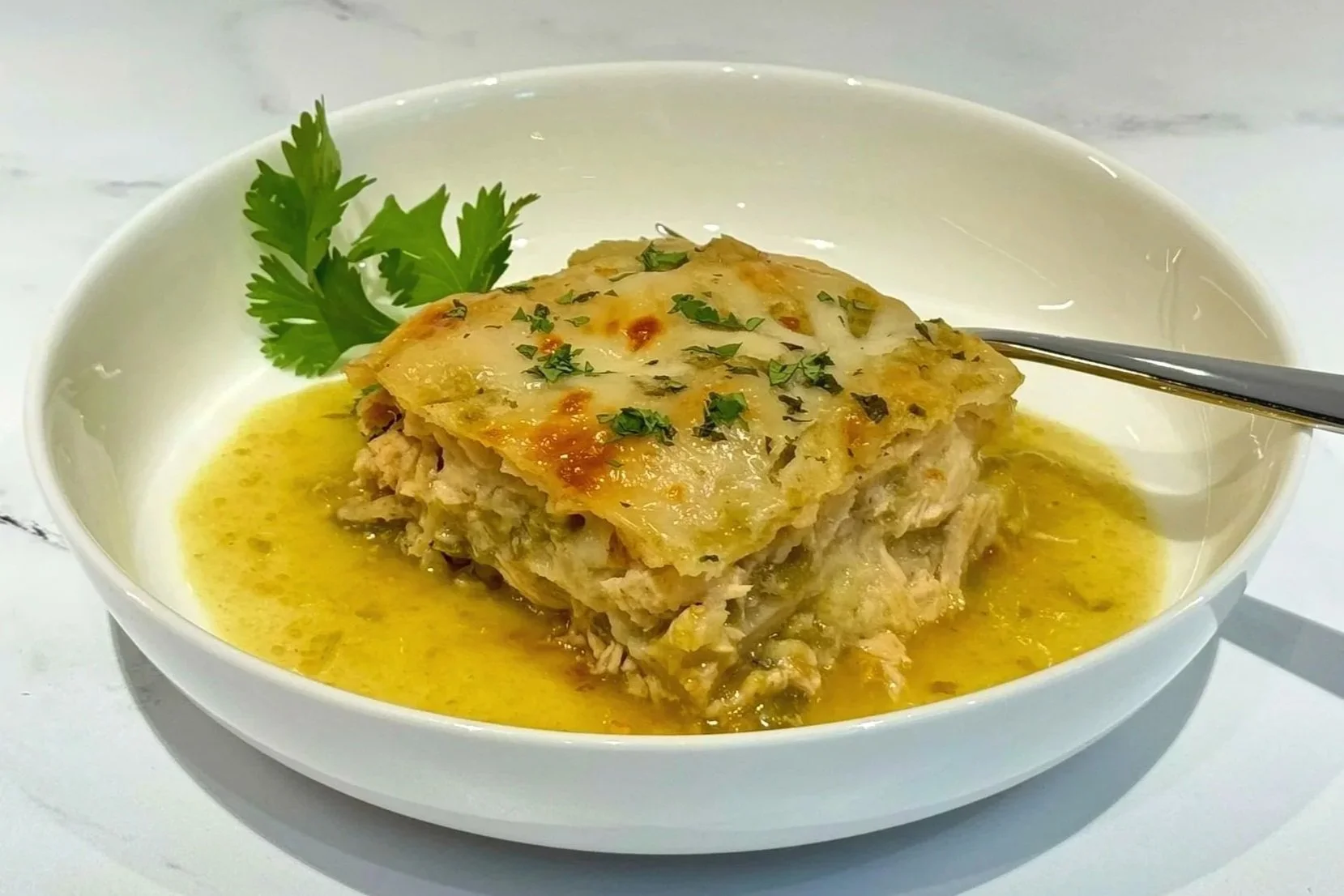 Green Chile Chicken Enchilada Casserole