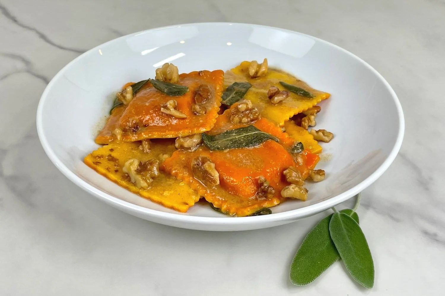 PUMPKIN RAVIOLI with WALNUT SAGE BUTTER - Easy Recipe — Prep My Recipe