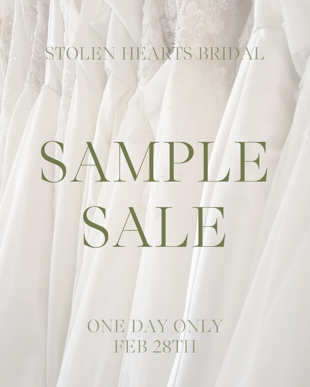 Sample Sale bookings are officially LIVE 💚✨ This is a blow out sale - meaning all gowns are UNDER $1499 and most are under $1000. 

Check out the details on our website including all gowns in the sale. Booking is now live - use the special booking l
