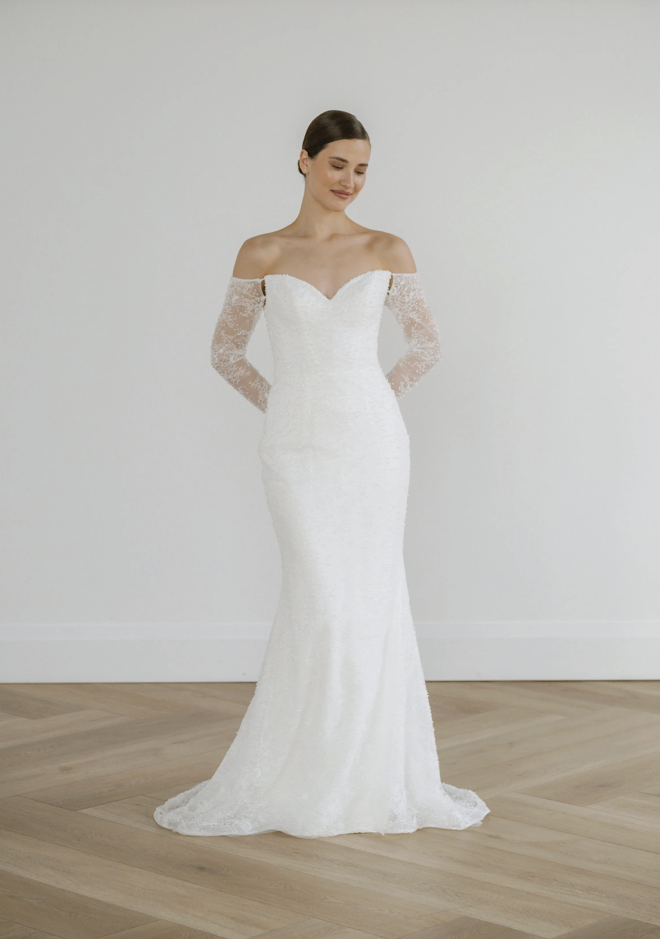 Beaded fitted wedding dress