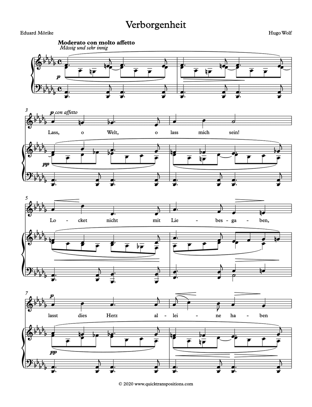 Wolf Verborgenheit Db Quicktranspositions