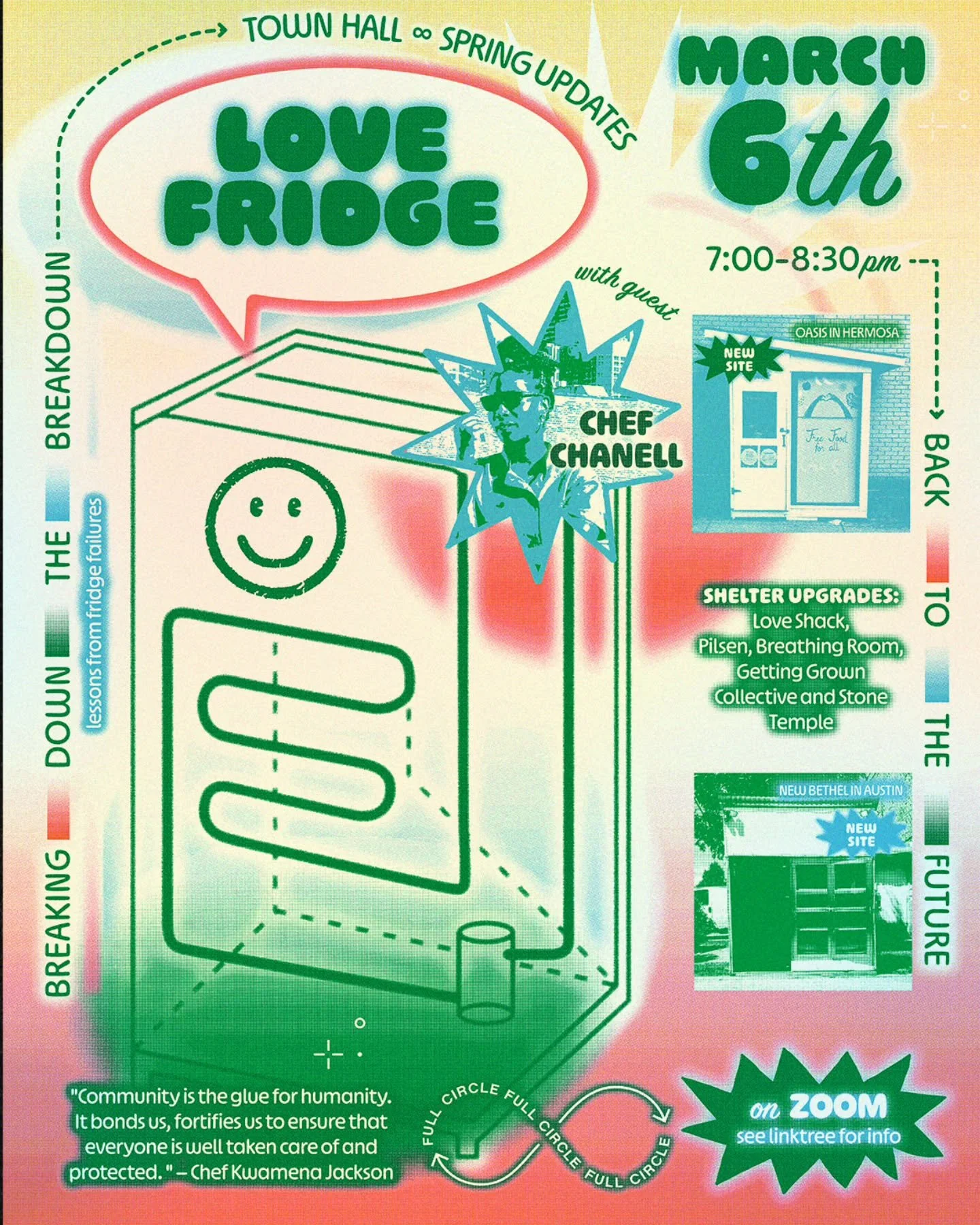 🌞Join Us for the Love Fridge Virtual Town Hall!🌞

When: Thursday, March 6, 7:00&ndash;8:30 PM
Where: Online &ndash; Eventbrite link in bio!
What: Let&rsquo;s come together to discuss food justice, community care, and how we can support mutual aid e
