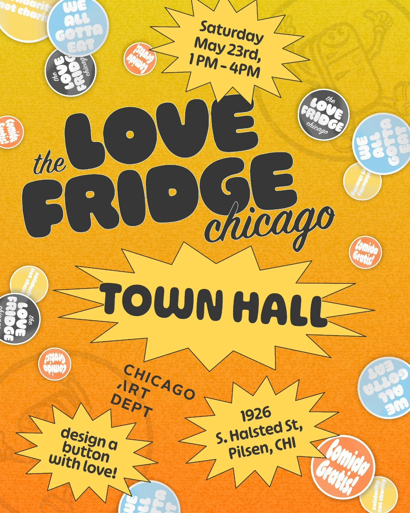 Join us on Saturday May 23rd from 1-4pm at the Chicago Art Department in Pilsen for our first Town Hall of 2026! We'll be kicking it Love Fridge style, answering questions about the program, talking about future initiatives, building community, makin