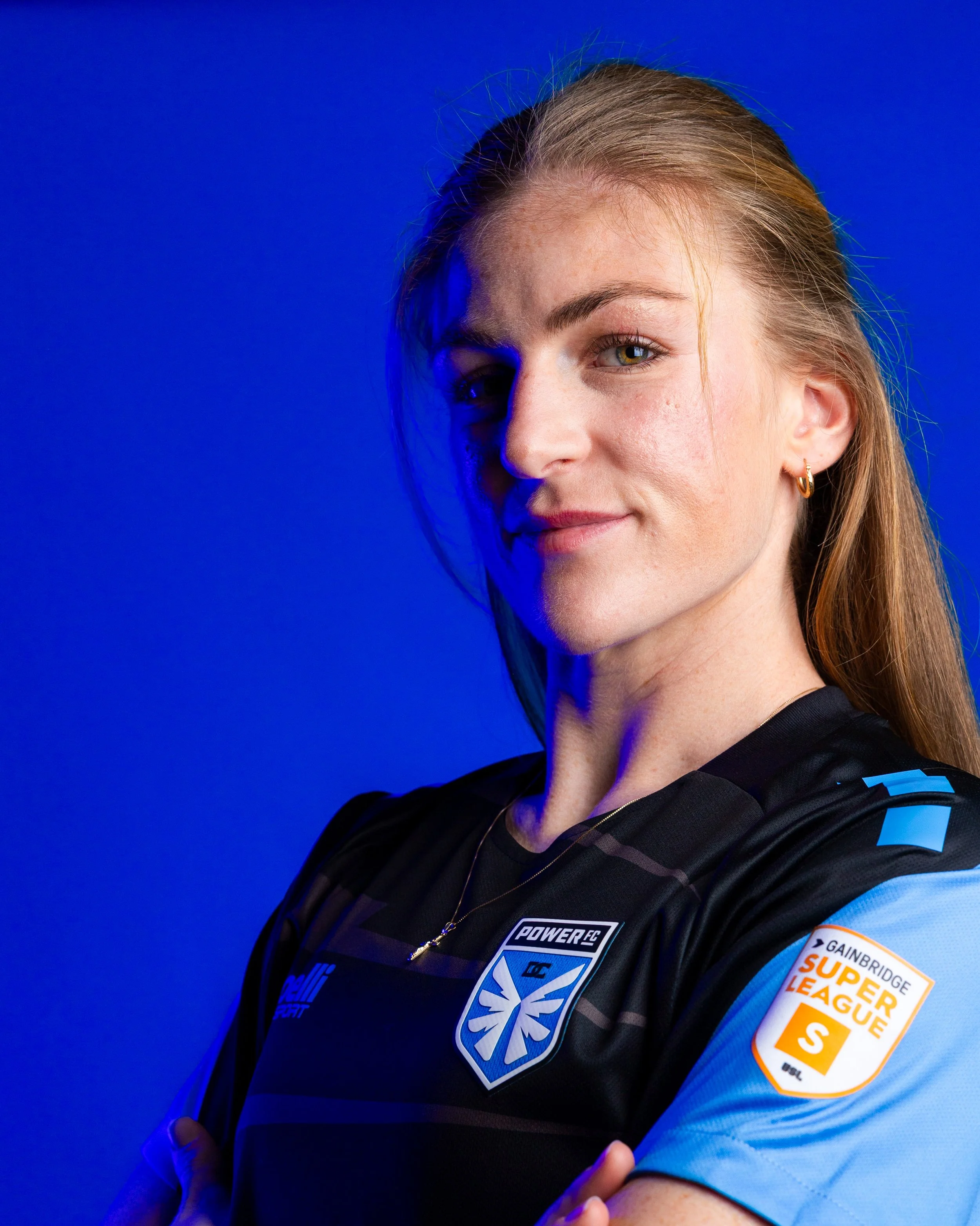 Justina Gaynor poses for a portrait during DC Power FC's spring media day at Audi Field in Washington, D.C., on Jan. 30, 2026.