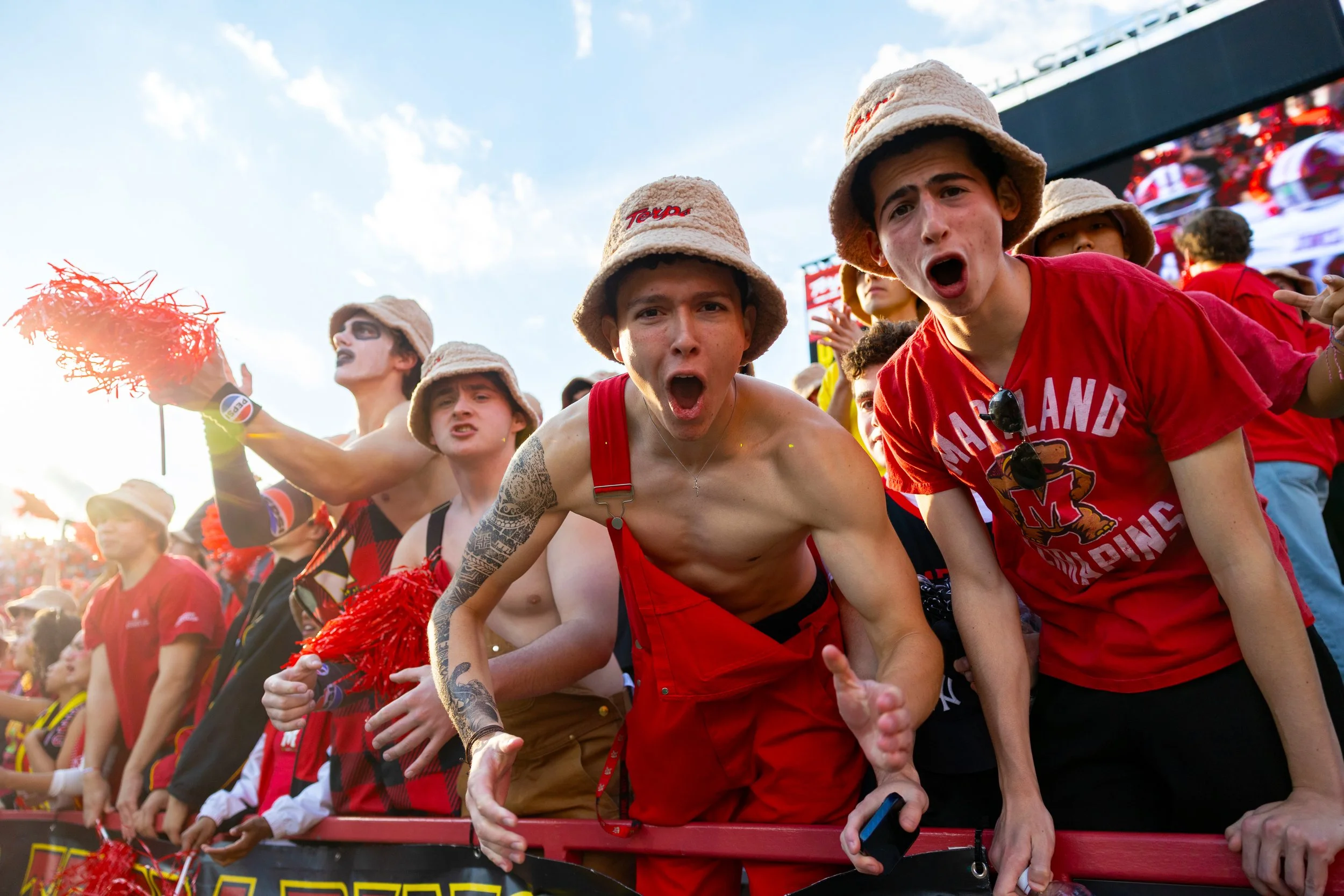 Students cheer at Maryland's homecoming game against the Indiana Hoosiers at SECU Stadium on Nov. 1, 2025. The Hoosiers won 55-10.