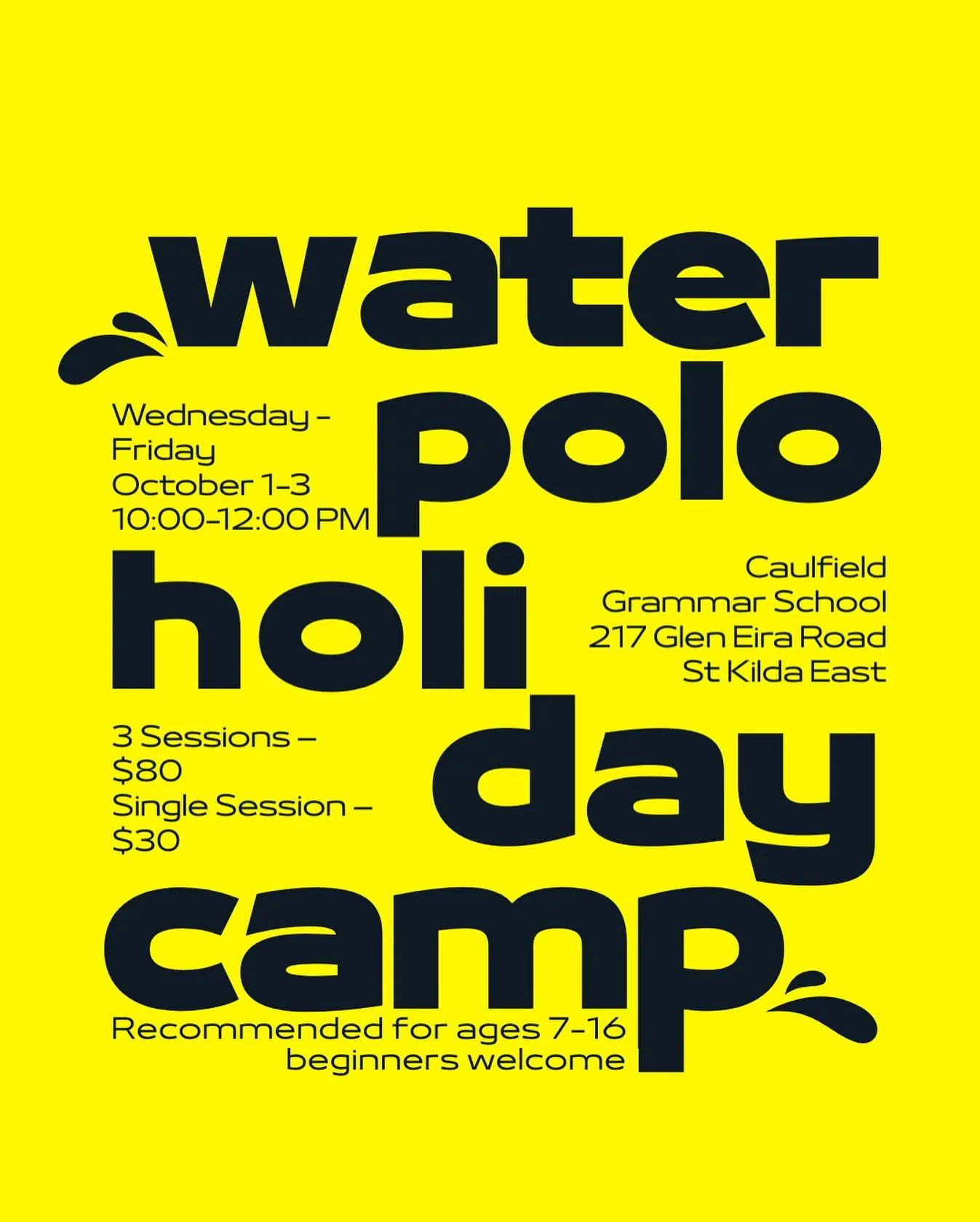 JUNIOR WATER POLO CLINIC &ndash; FUN, RAIN OR SHINE!

Is your child hooked after the latest APS water polo season? Or maybe they want to be ready to hit the pool strong for the upcoming Term 4 GSV competition?

Our 3-day junior water polo camp is the