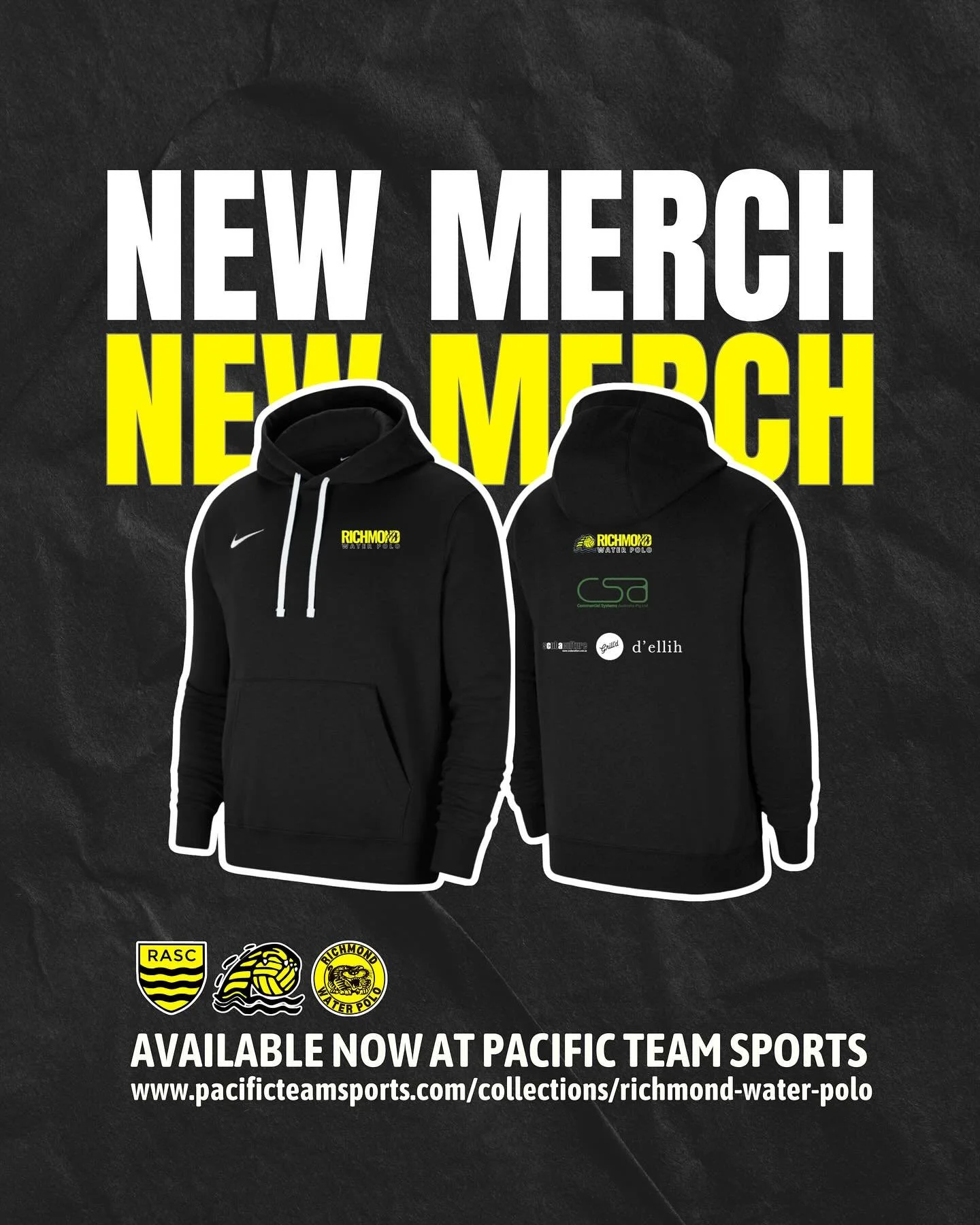 Richmond Water Polo Club Merch Drop

Look the part on pool deck this season! Our official club merchandise is now available online including tees, hoodies, shorts, track pants and more.

Shop the full range at www.pacificteamsports.com/collections/ri