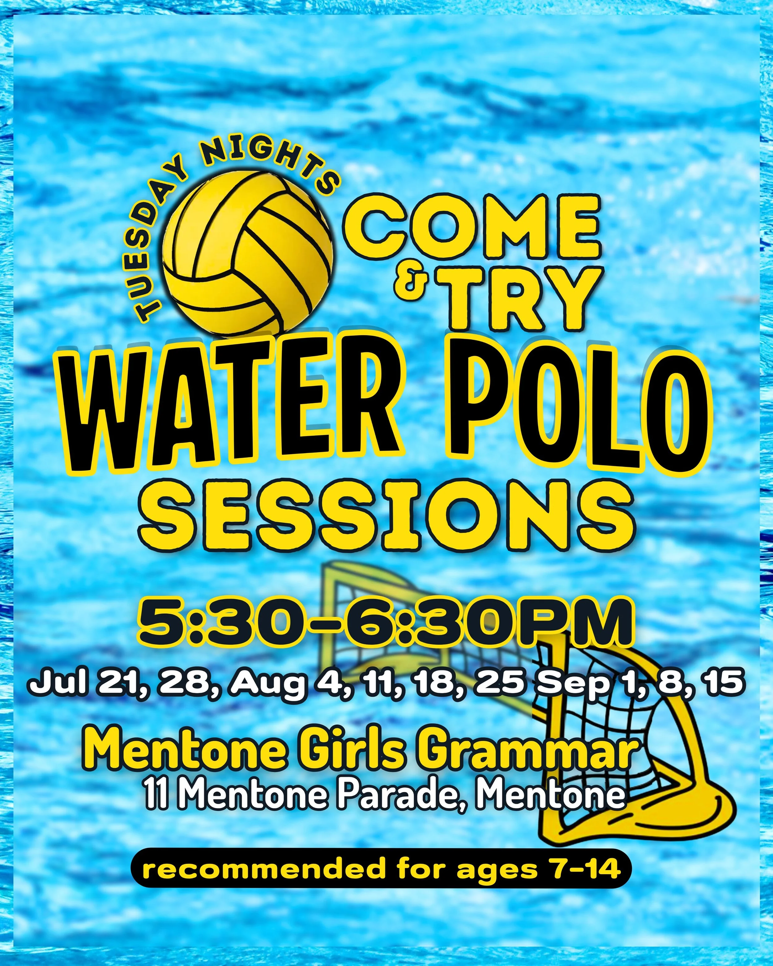 💦 Looking for a fun new sport? Come &amp; Try Water Polo! 🤽

Whether your child is completely new to water polo or wants to build confidence and improve the fundamentals, our Come &amp; Try Sessions are the perfect place to start.

These sessions a