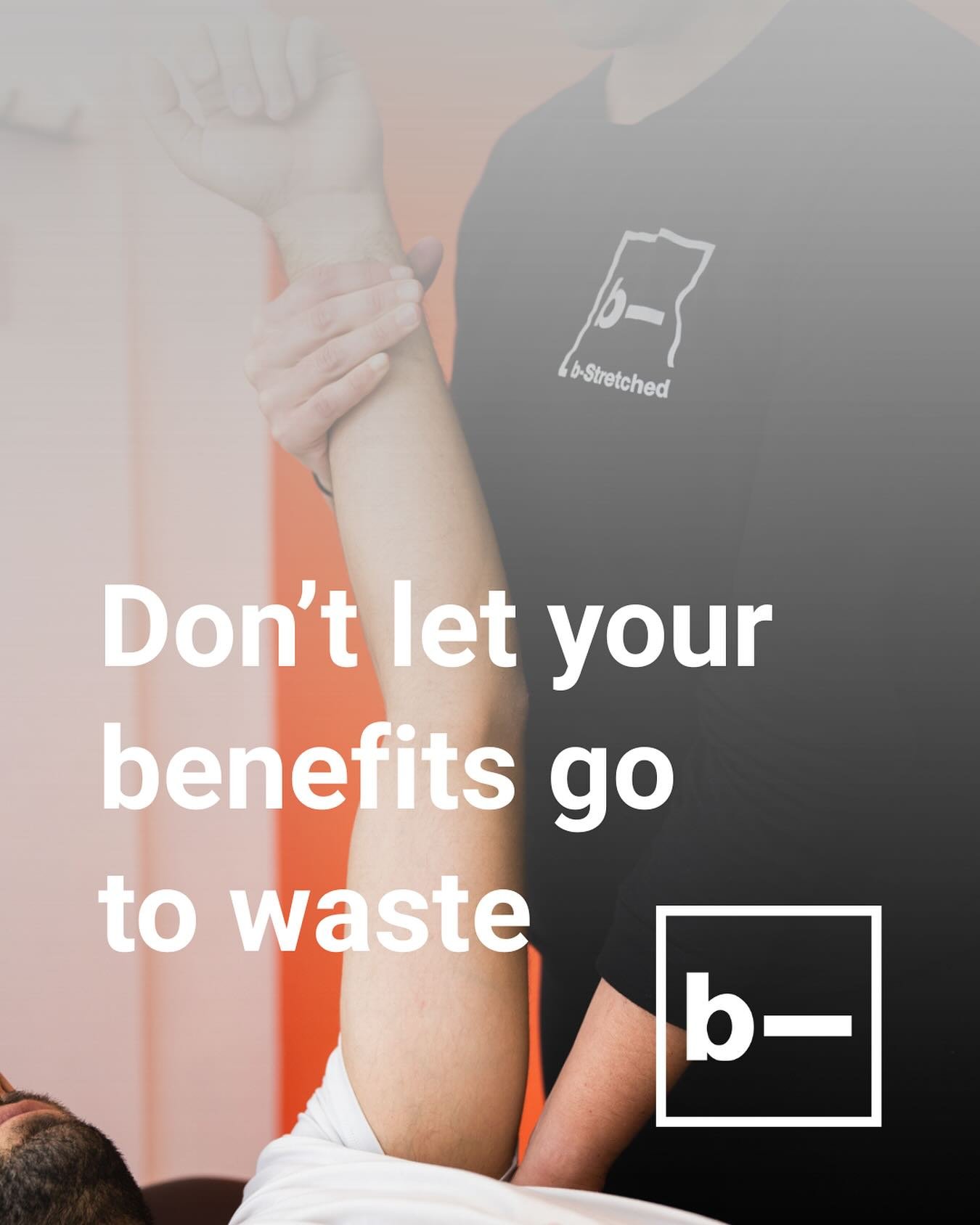 Your health is an investment, not an expense, and time is ticking to use your hard earned benefits before the end of the year! 
 Recover, recharge, and get the most out of your coverage at b-Stretched. 

Stretch 
Massage
Chiro
Physio
Acupuncture
Pelv