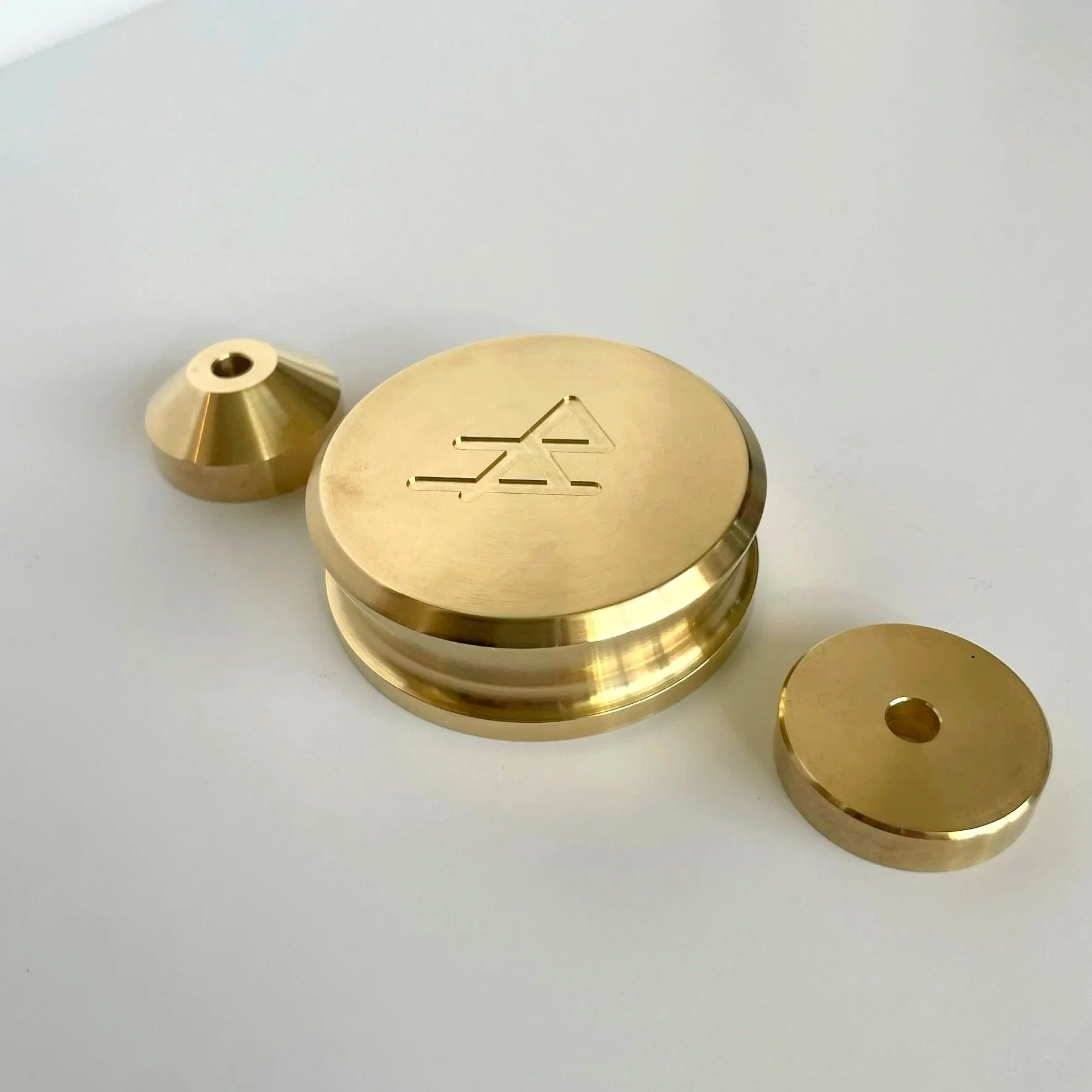 Brass Vinyl Record Weight Stabilizer and 45 Adapters