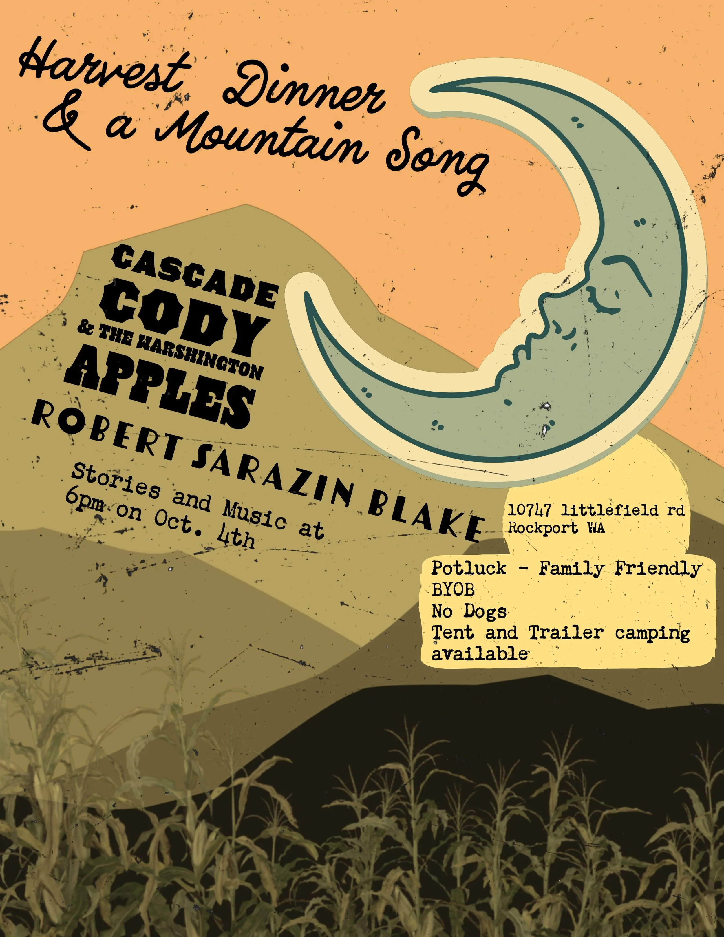 Cascade Cody and The Warshington Apples with Robert Sarazin Blake Harvest potluck