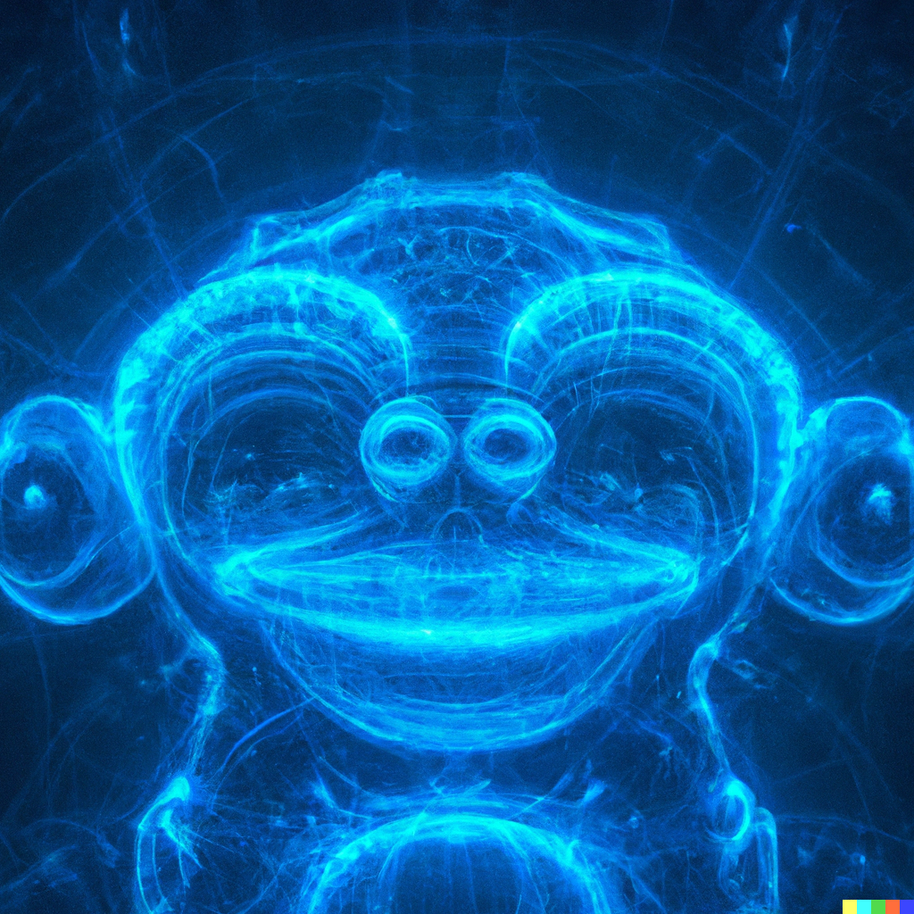 DALL·E 2023-04-02 18.38.05 - hyperrealistic ghost, disturbing, menacing and unsettling smiling AI creature, humanoid looking with advanced fractal patterns behind it.png