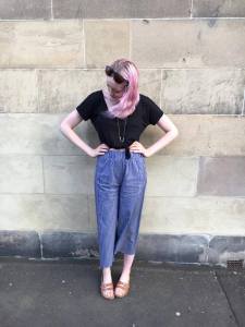 Pink Hair and Pinstripe Cullottes