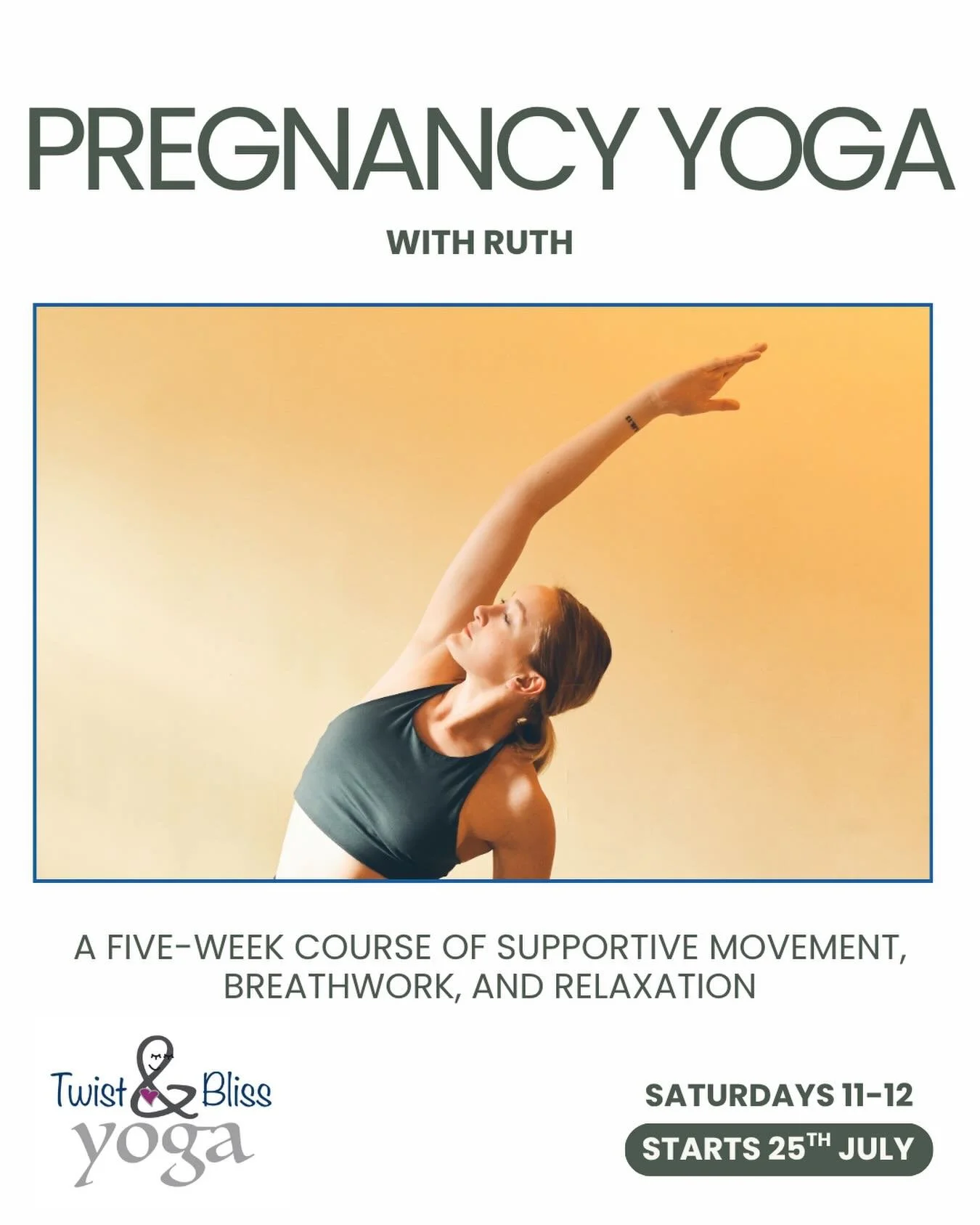 I'm exciting hosting a five-week pregnancy yoga course at the gorgeous new @twist_and_bliss_yoga studio in Silverknowes🤰🧘&zwj;♀️

Join me Saturdays at 11am on:
🔹25th July
🔹1st August
🔹8th August
🔹15th August
🔹22nd August

Teaching prenatal stu