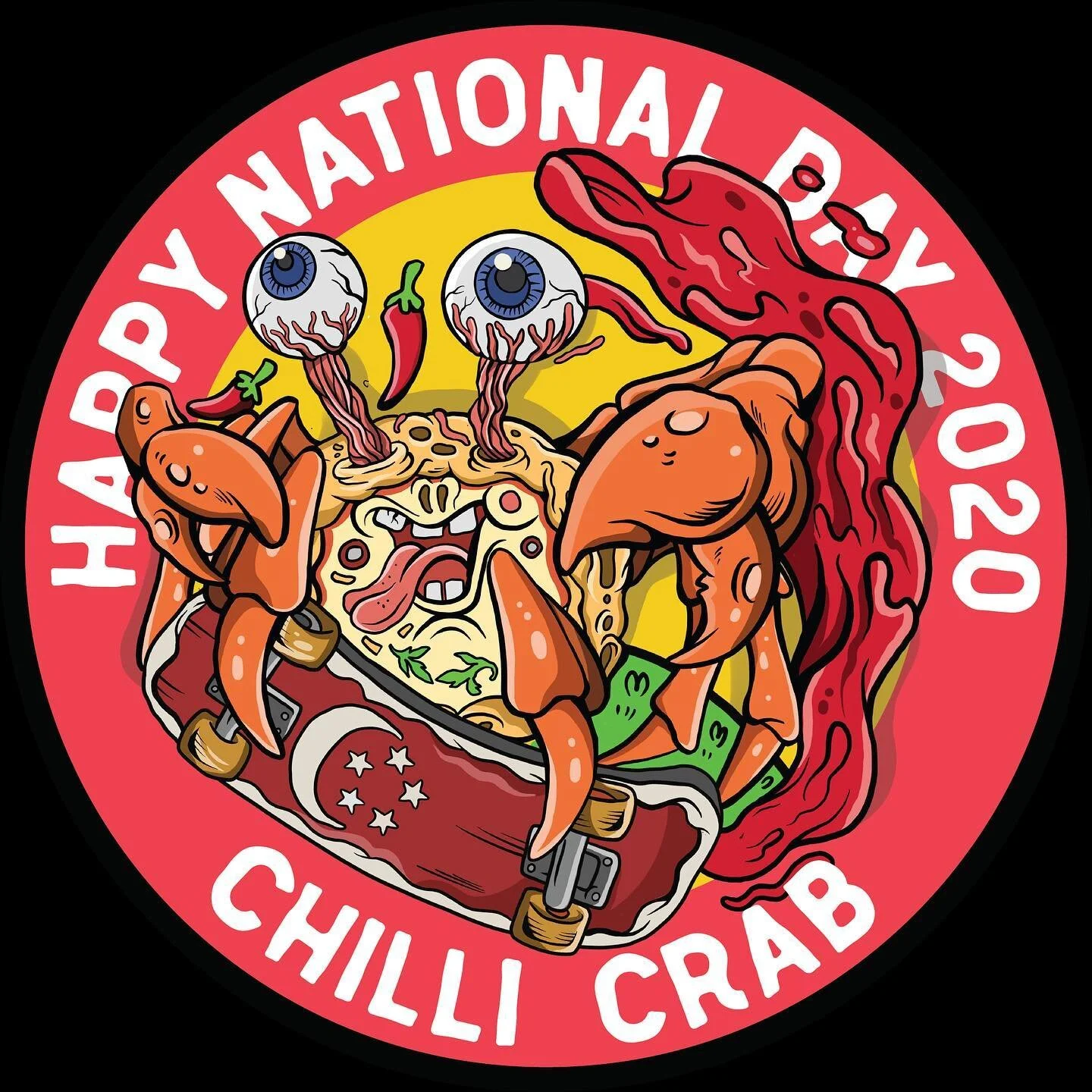 Together a stronger Singapore 🇸🇬🔥
Chilli crab pizza available for the month of August!
Artwork by talented @erikartoon
