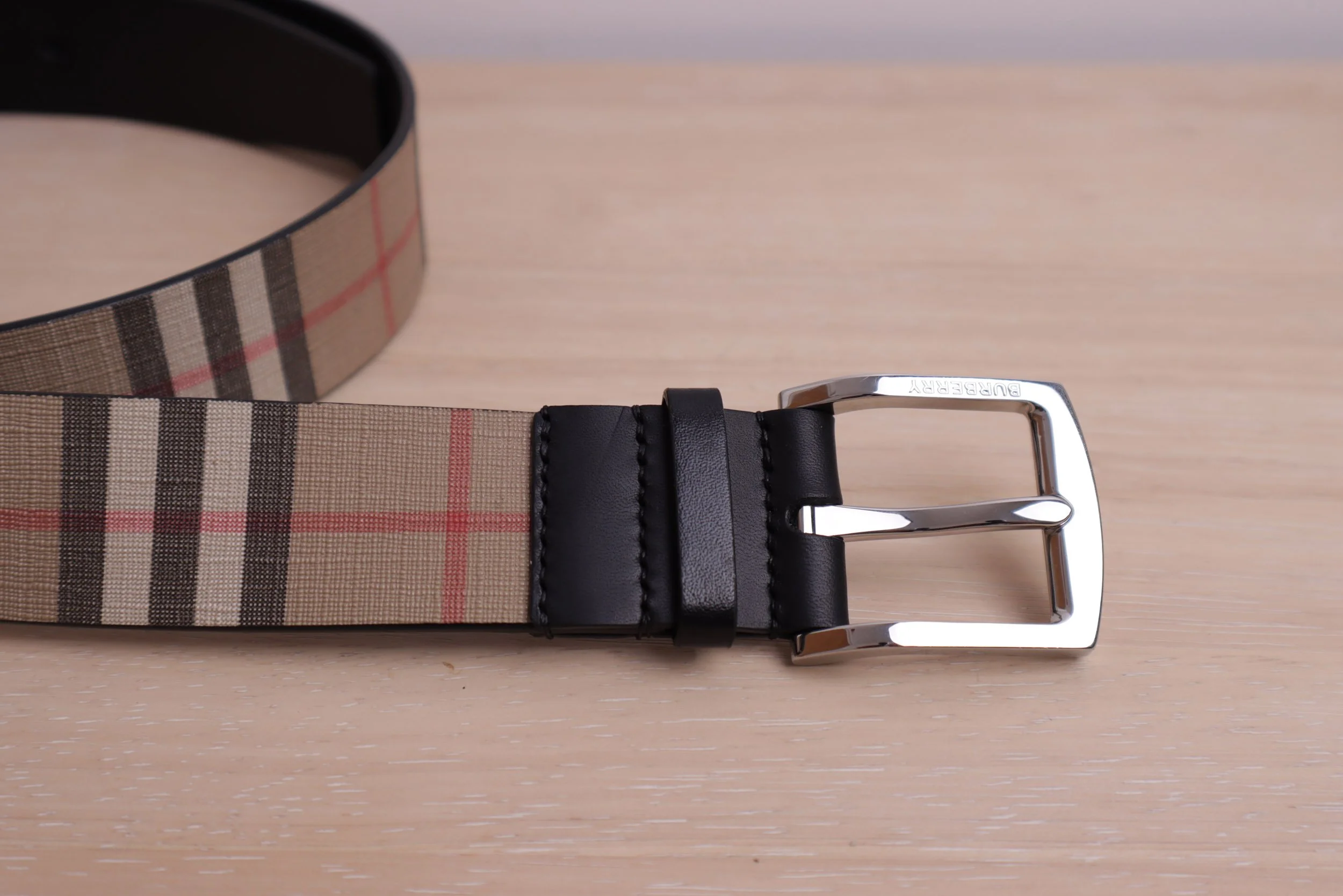 Replaced the leather around the buckle on this Burberry belt