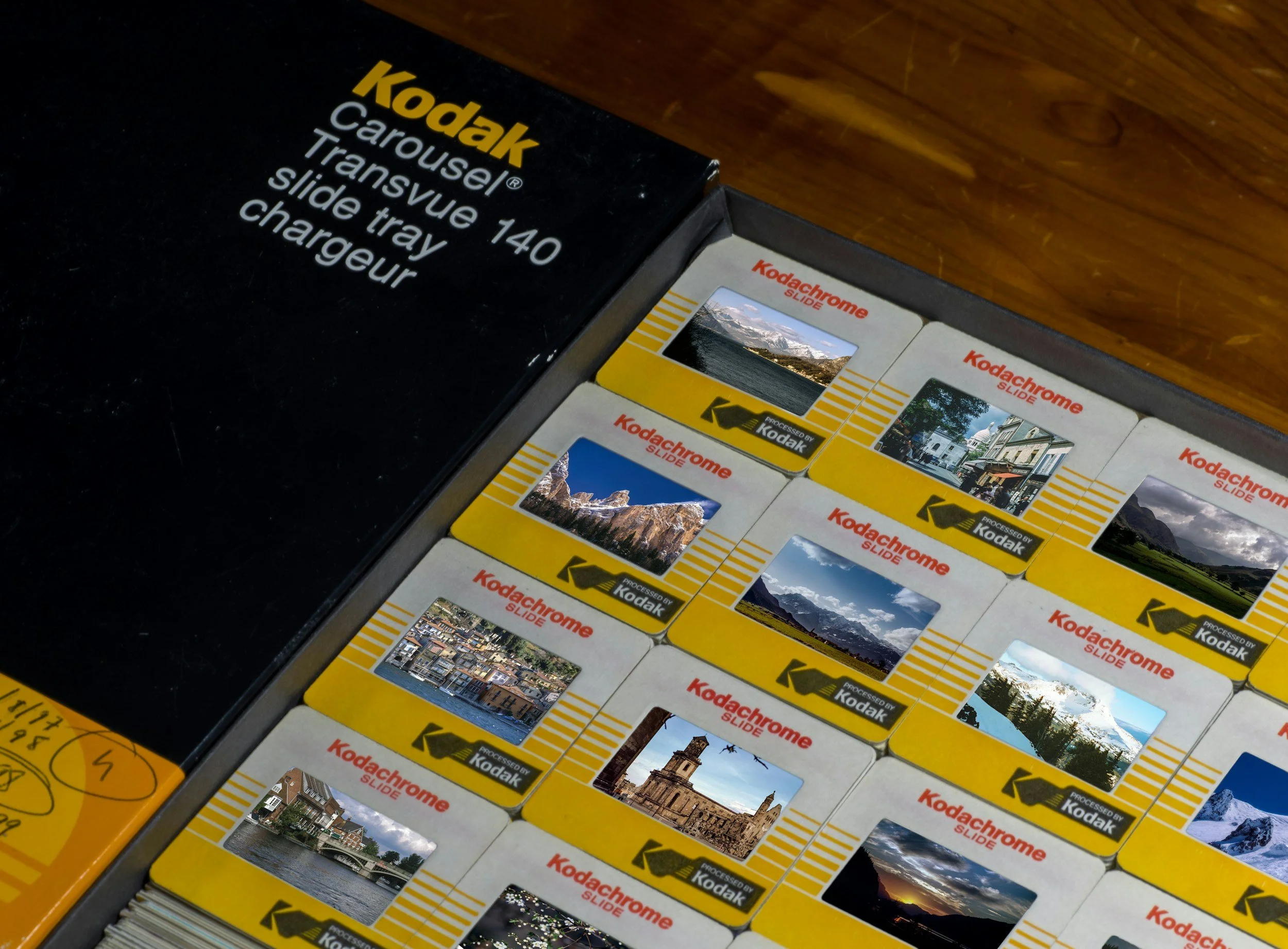 Old Kodak slides in a case.