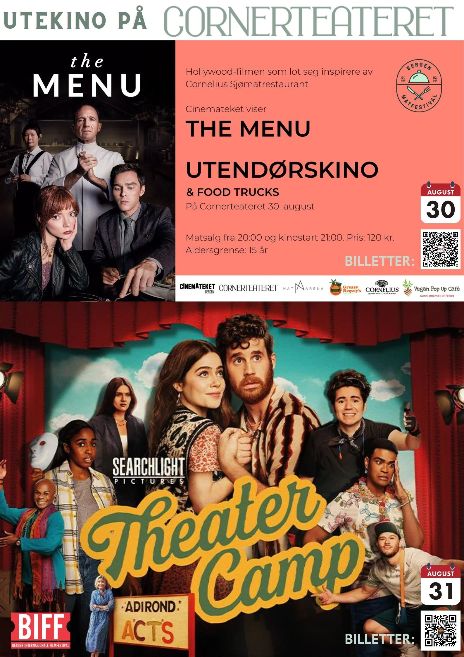 UTEKINO PÅ CORNERTEATERET 30. &amp; 31. AUGUST!