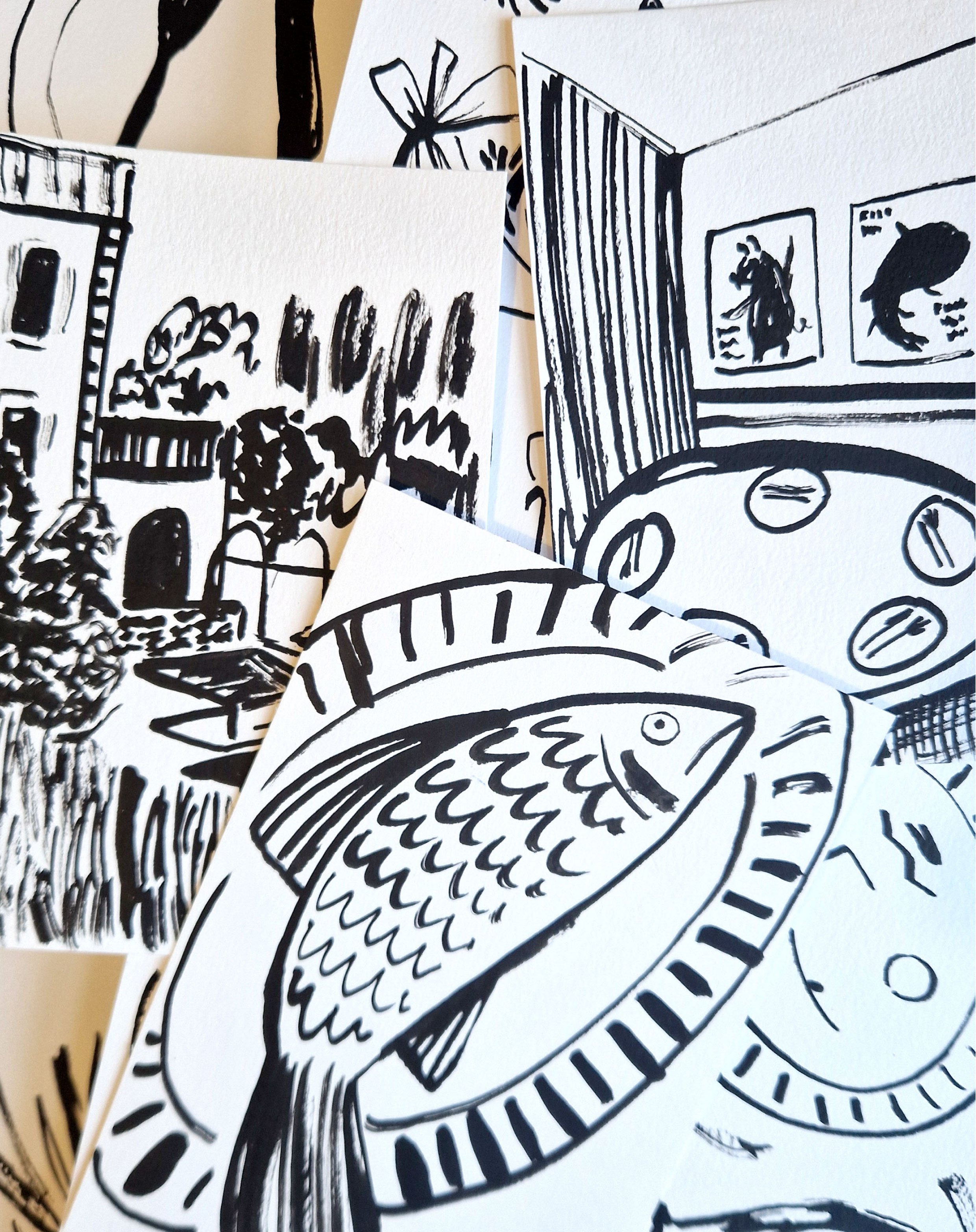  Studio ink drawings 