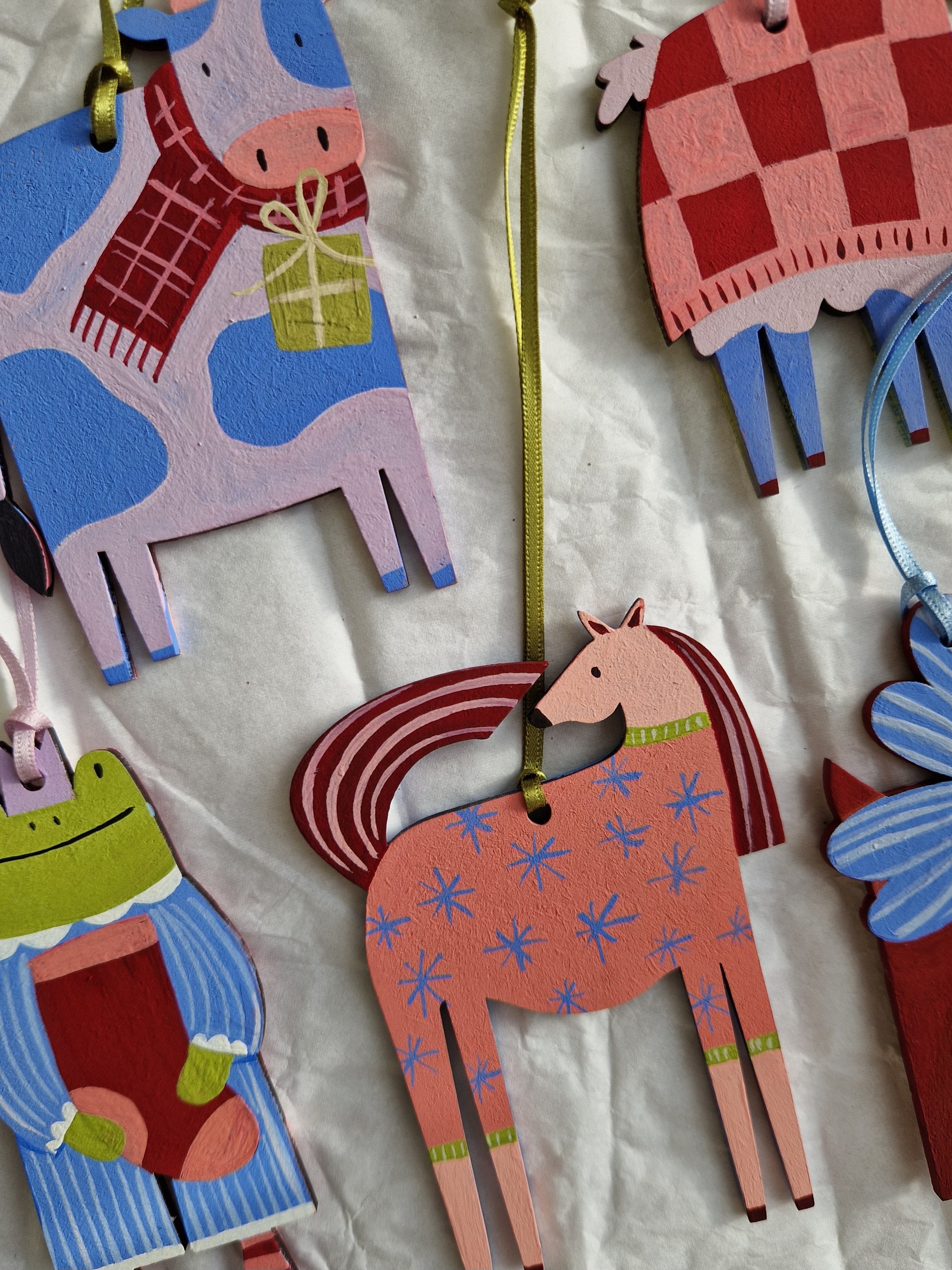 Festive Handpainted Decoration Pack - Bright (5 Designs)