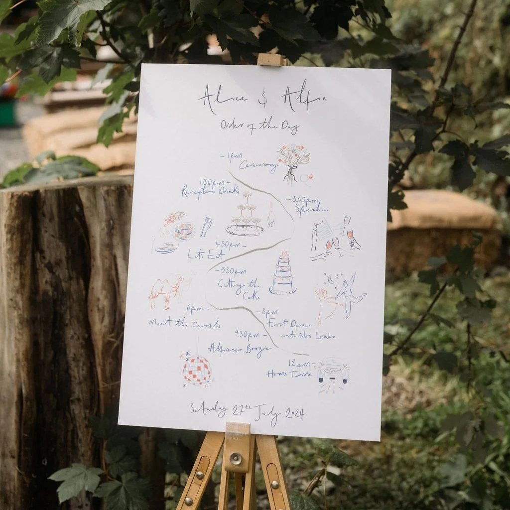 Wedding order of the day with illustrations