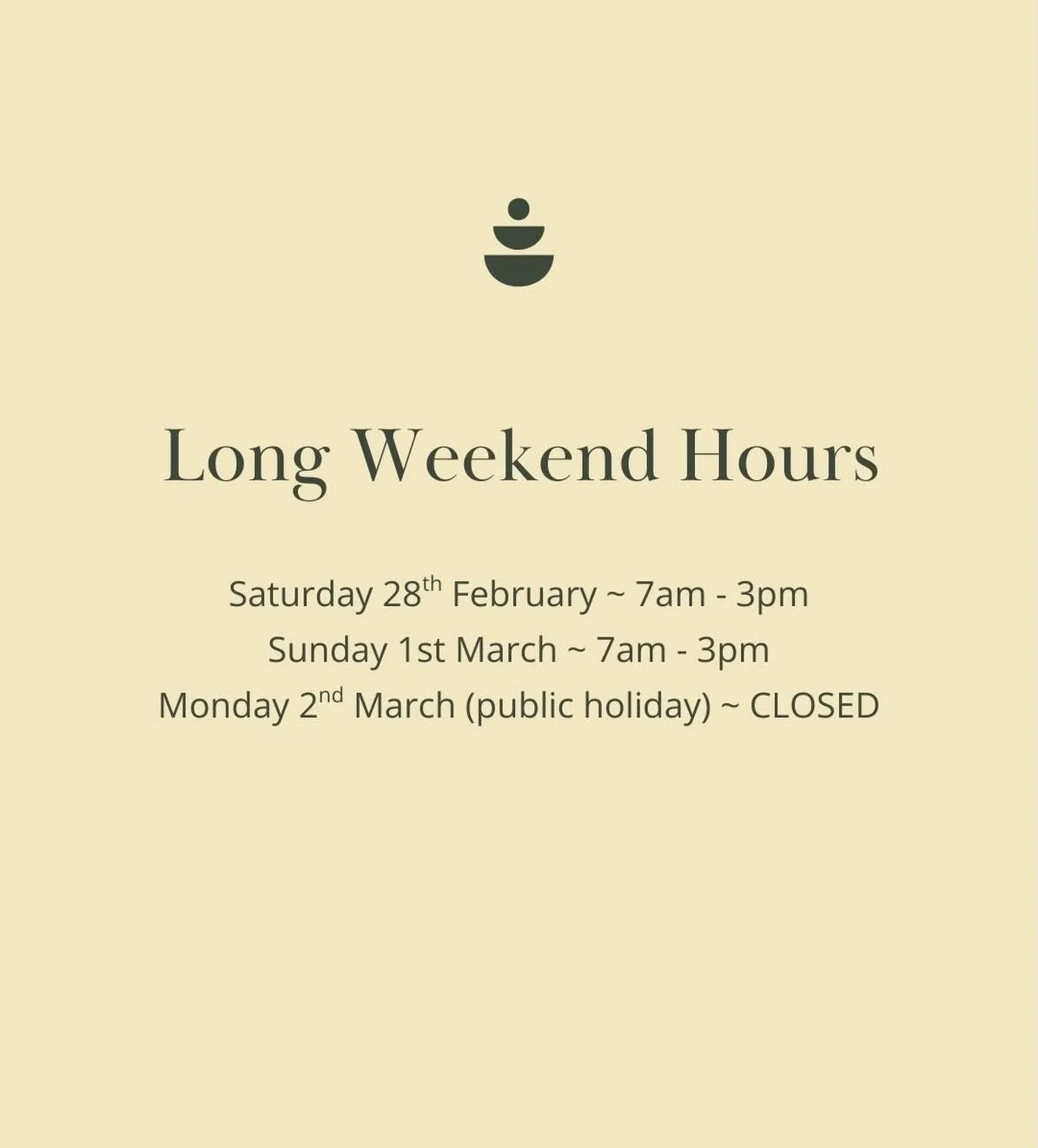 Looking forward to serving you this Labour Day long weekend ❤️🌻