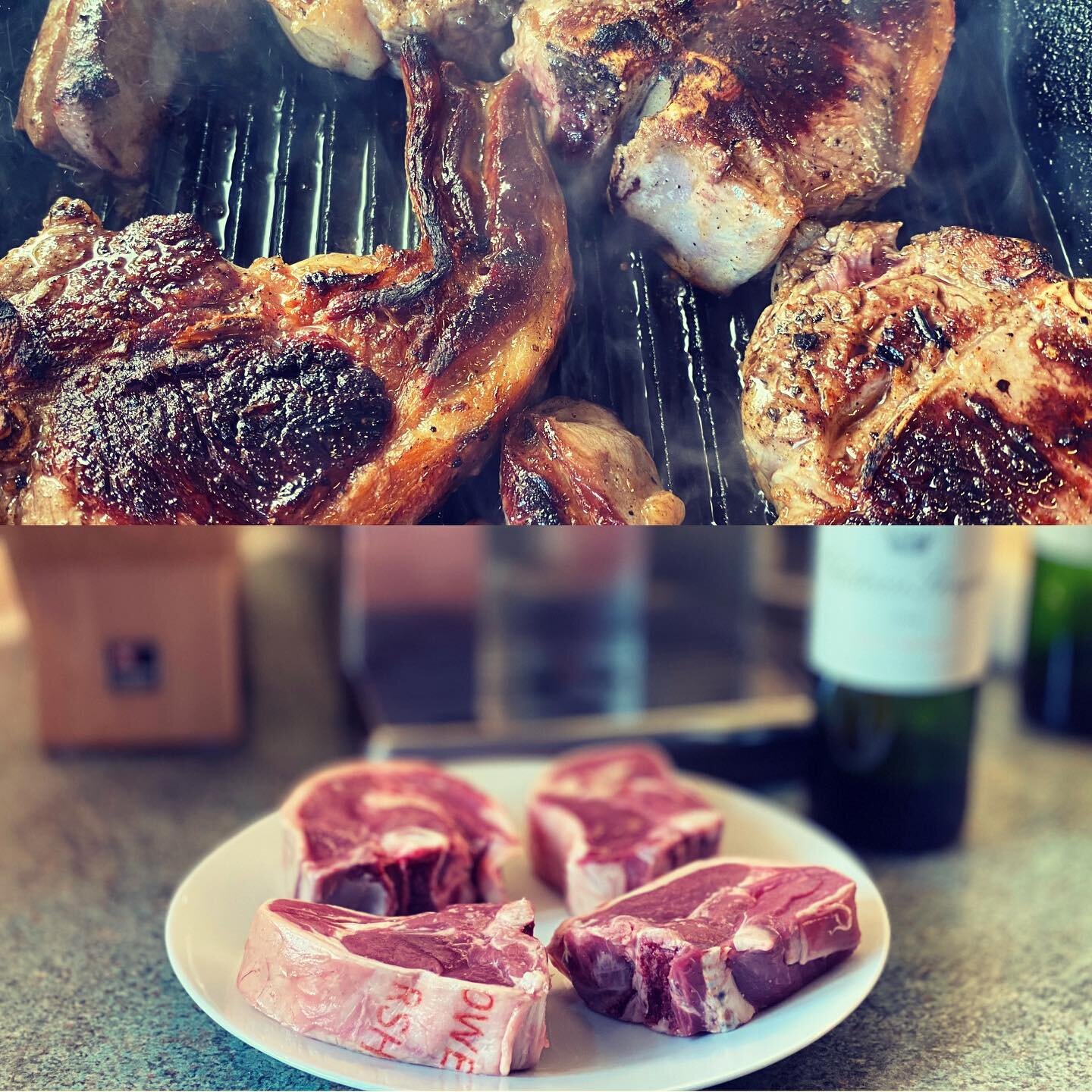 Our annual purchase of a whole new season lamb from @gowersaltmarshlamb has arrived. Couldn&rsquo;t resist some loin chops with a bottle of @chateausenejac 2014 - was keen to pull a bottle from the cellar to see how it is getting along. It is in a go