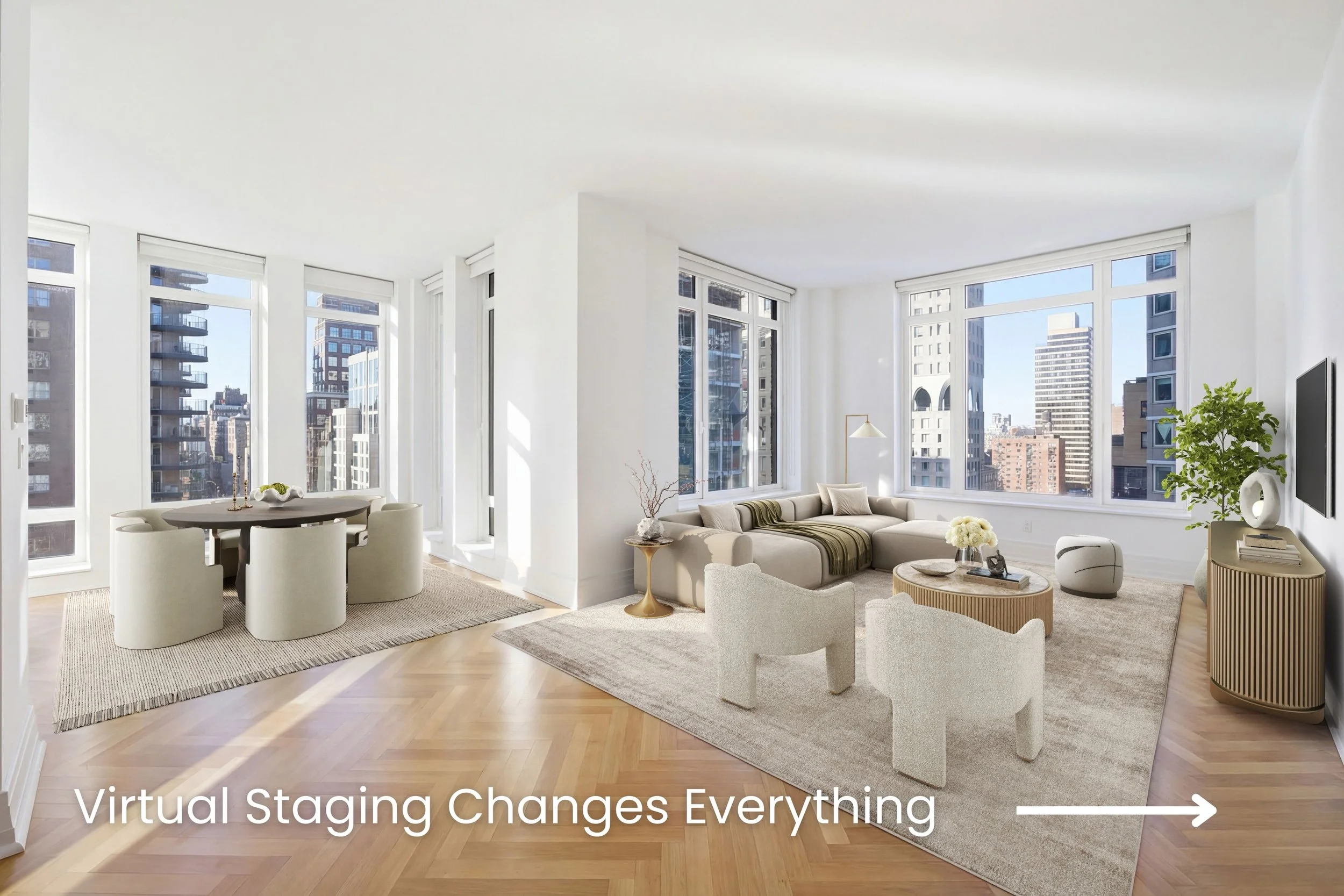 Buyers don&rsquo;t buy square footage. They buy the feeling of already living there.

Swipe through and see what virtual staging actually does - same room, same bones, completely different story. This is how listings get remembered instead of scrolle