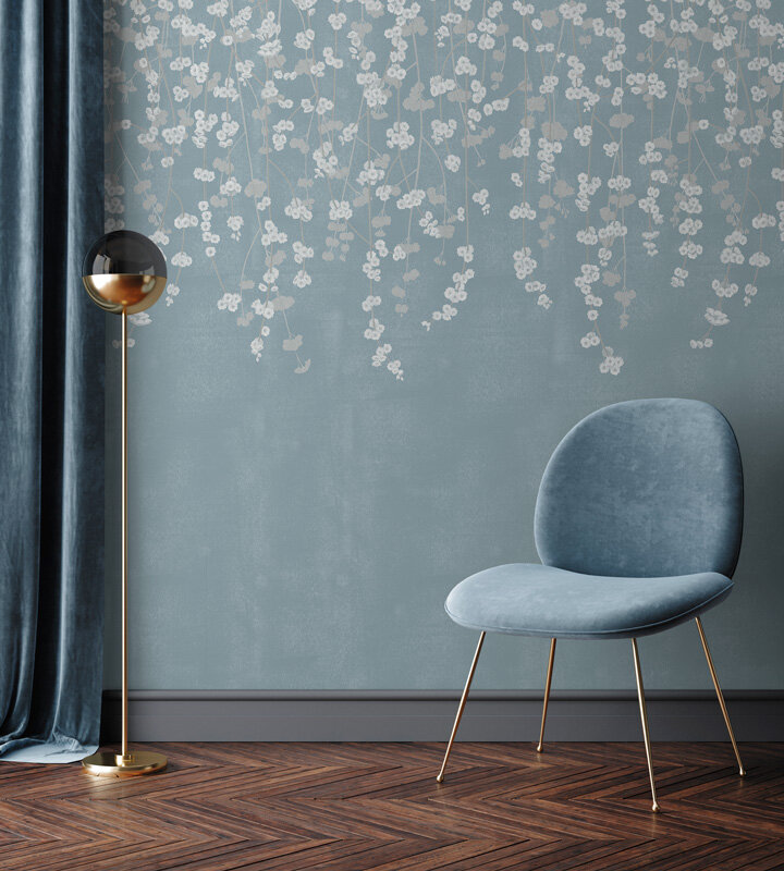 Cherry Blossom Wallpaper, Duck Egg — JOANNA CHARLOTTE
