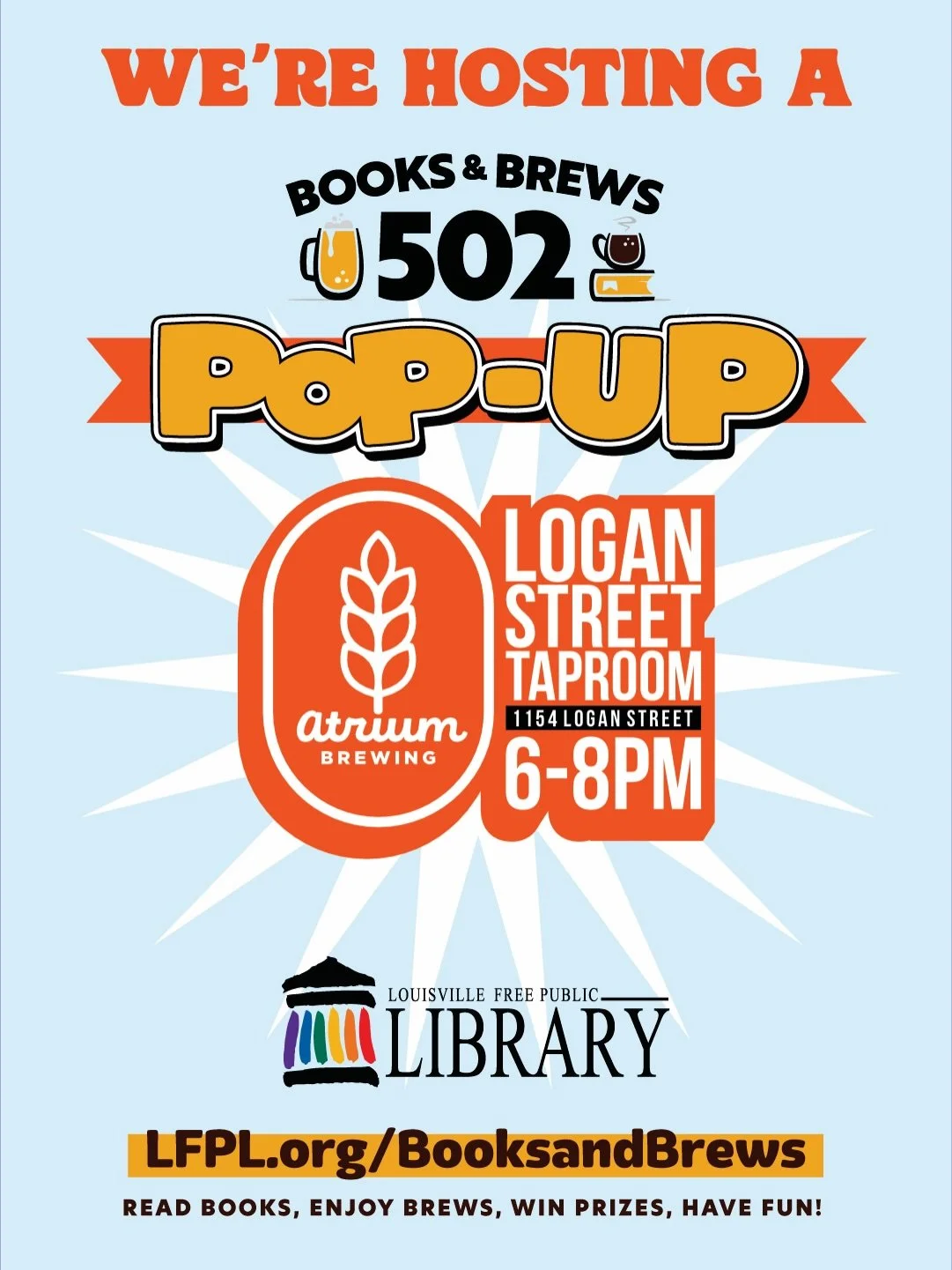 🍻📚We&rsquo;re Hosting a Books &amp; Brews 502📚🍻
Logan Street Taproom - 1154 Logan Street
TONIGHT 12/22 6-8PM

LFPL&rsquo;s Adult Winter Reading Program returns December 1&ndash;February 28, and earning rewards has never been easier.

Read books, 