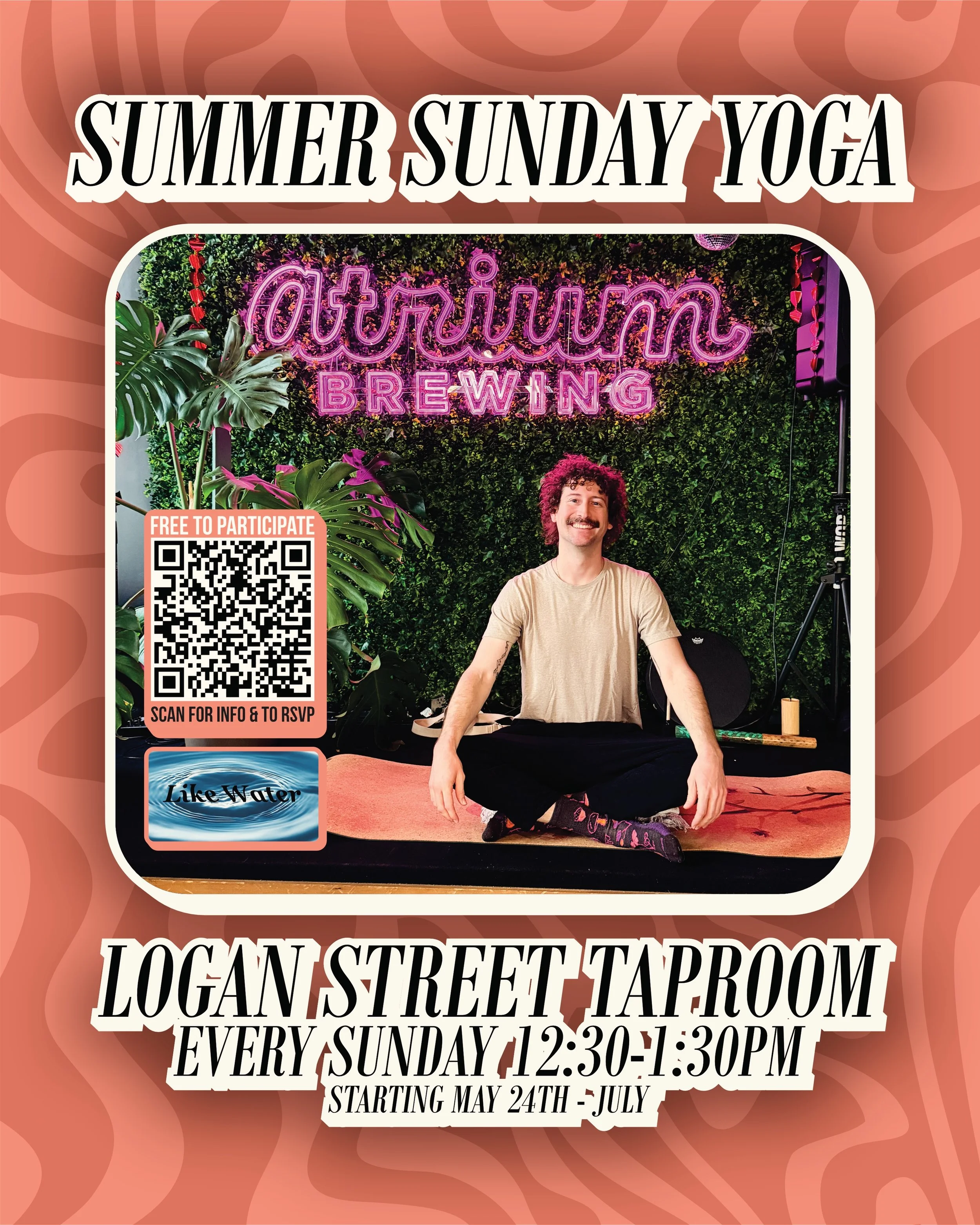 🧘&zwj;♀️SUMMER SUNDAY YOGA @ LOGAN STREET🧘
Every Sunday 12:30-1:30PM through July - STARTING THIS SUNDAY 5/24

This is a FREE TO PARTICIPATE class.

Join Anthony for a 60-minute gentle yoga class on the outdoor rooftop patio at Atrium Brewing! This