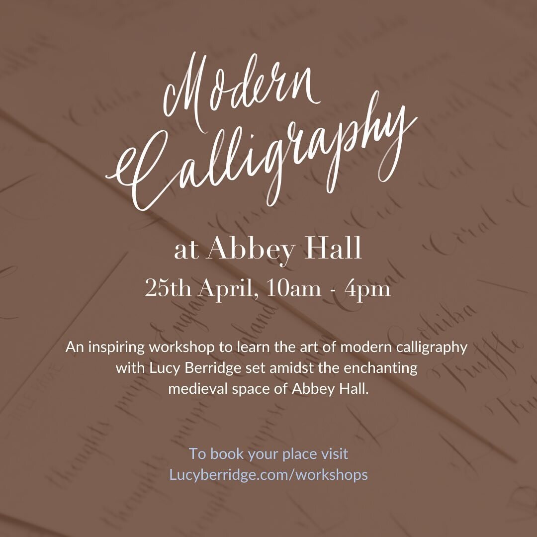 MODERN CALLIGRAPHY WORKSHOP 
In the beautiful setting of ABBEY HALL, Eye, SUFFOLK 
@abbey_hall_eye
Thursday 25th April 10-4pm

I have always loved handwriting and all things stationery, so discovering the new version of what we now called &lsquo;Mode