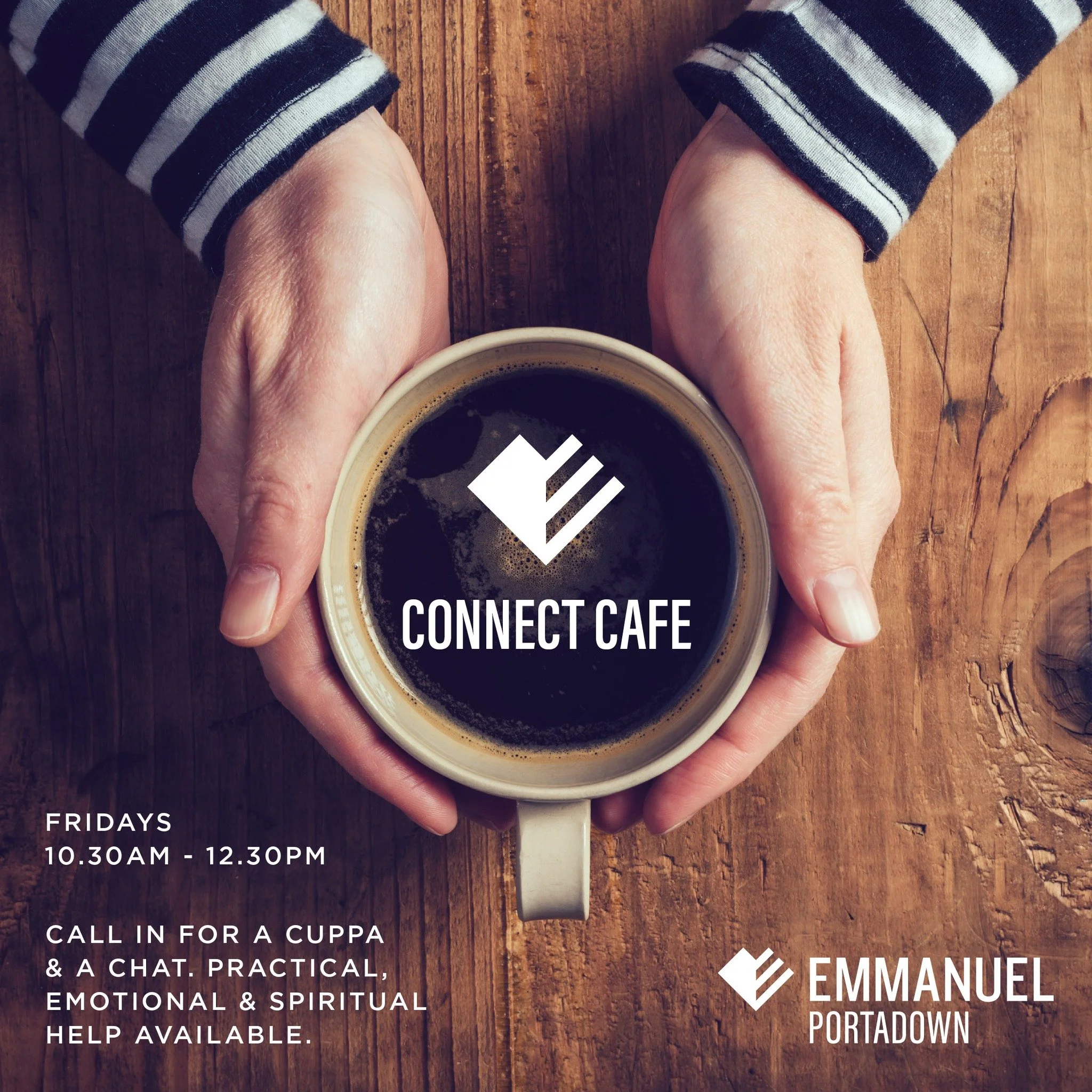 Come join us on Friday mornings from 10.30am for Connect Caf&eacute;. We love making space to invite you in and get to know you better over some good coffee and friendly chat. 

Cathy and the team would love to see you then!