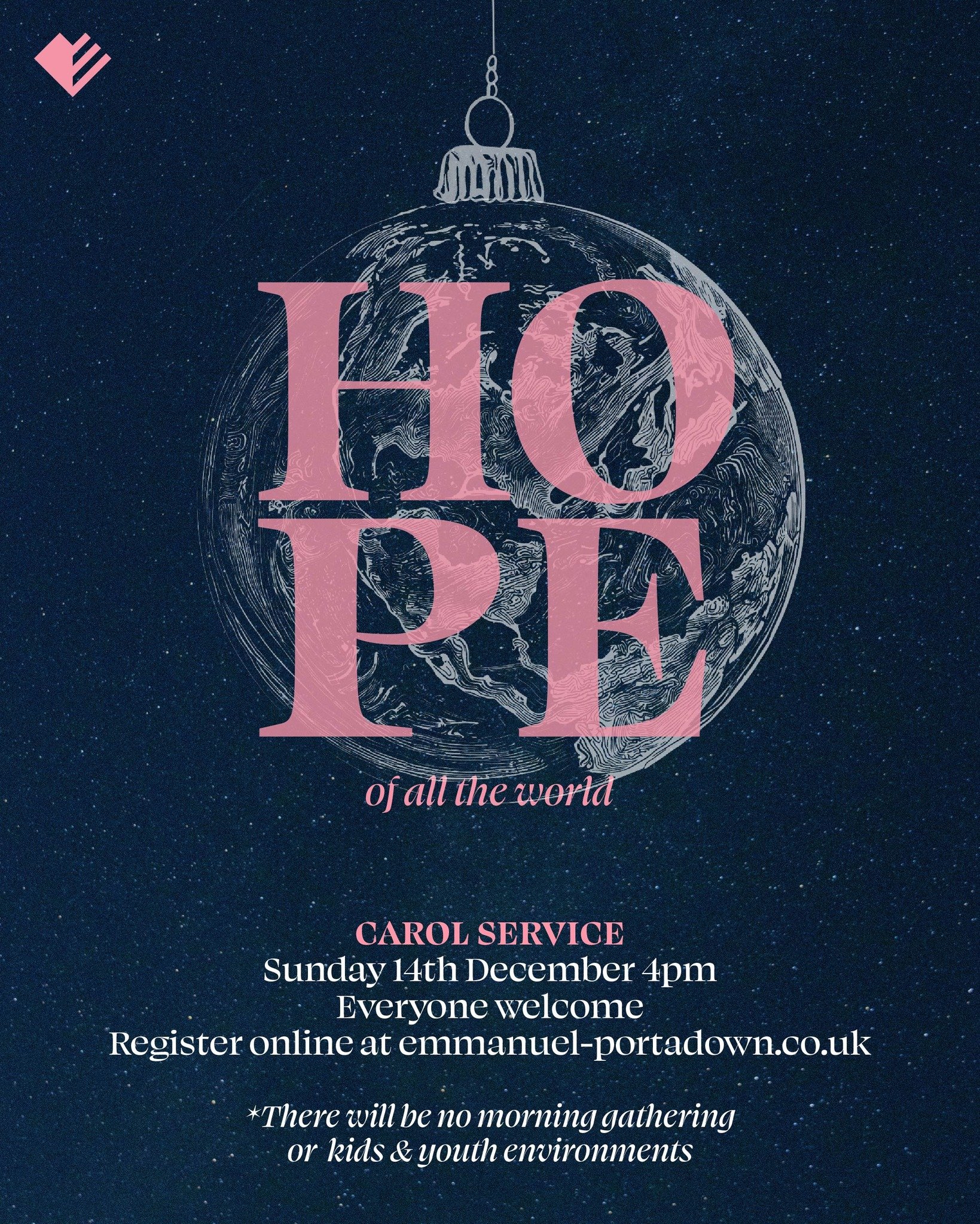 We would love to invite you to our Carol Service on Sunday 14th December at 4pm.

*Please note, there will be no Sunday morning service on Sunday 14th.

Sign up for a free ticket at the link below:
https://emmanuelportadown.churchsuite.com/events/cxn
