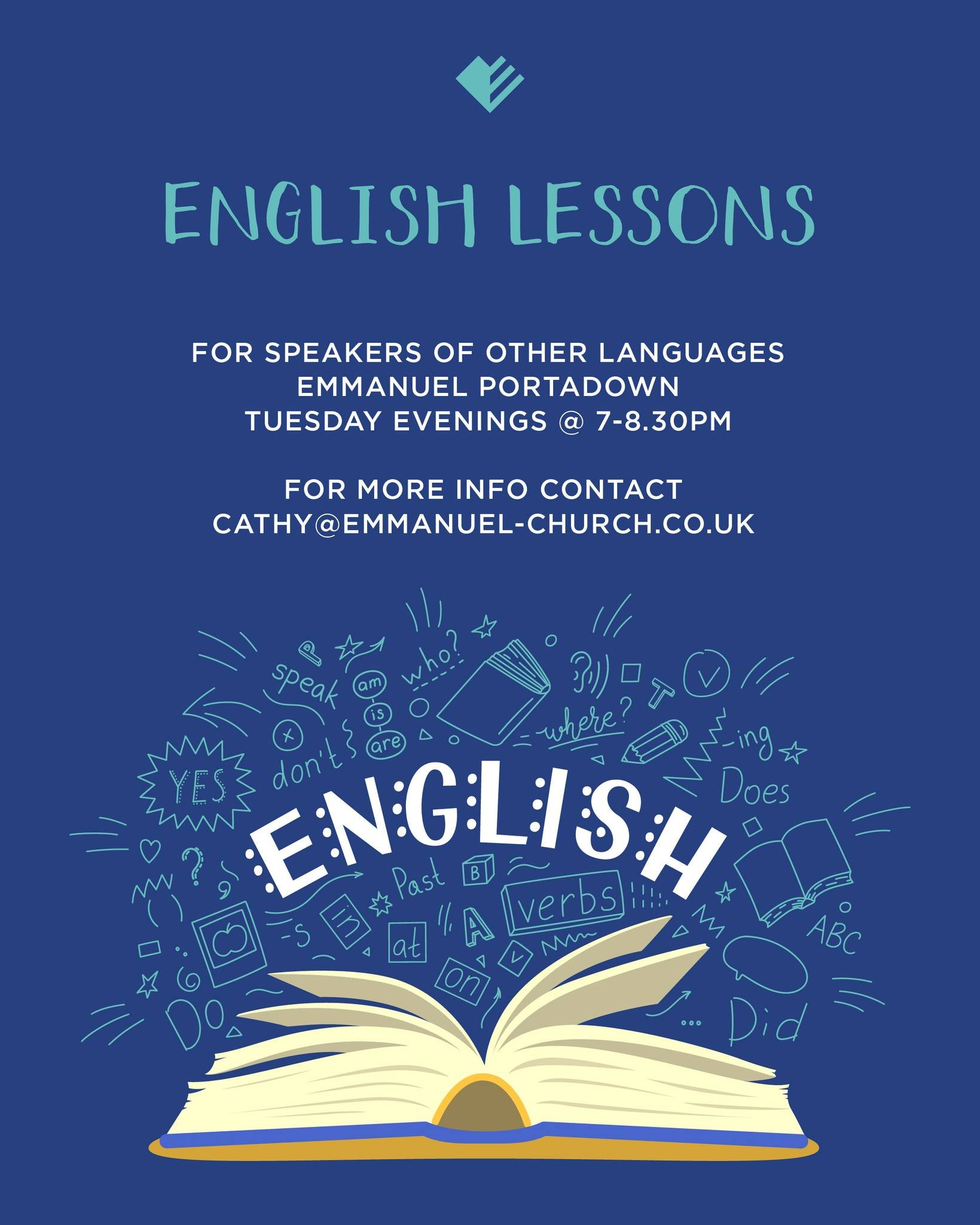 If English is not your first language, you are warmly invited to English lessons in Emmanuel Portadown on Tuesday evenings at 7pm.

Small groups environments are the perfect place to help you feel more at ease with understanding and speaking English.