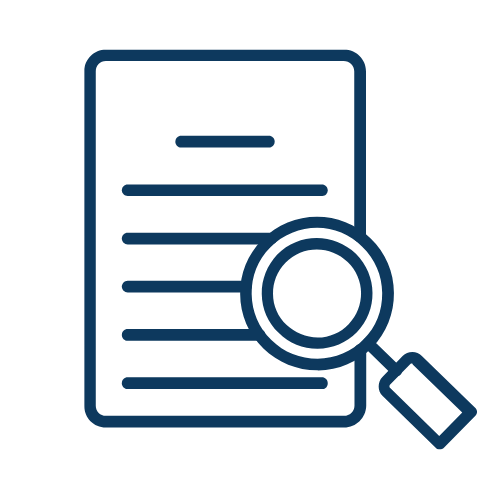 A piece of paper with a magnifying glass inspecting it.