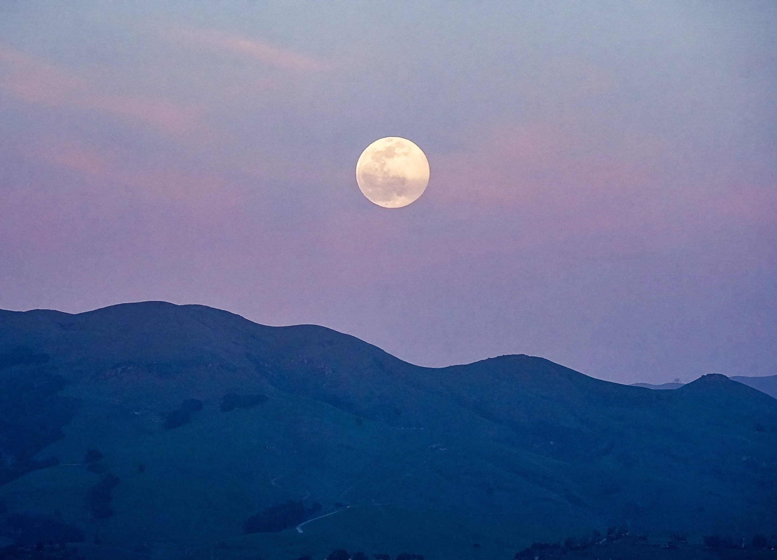 Full Snow Moon over east bay hills