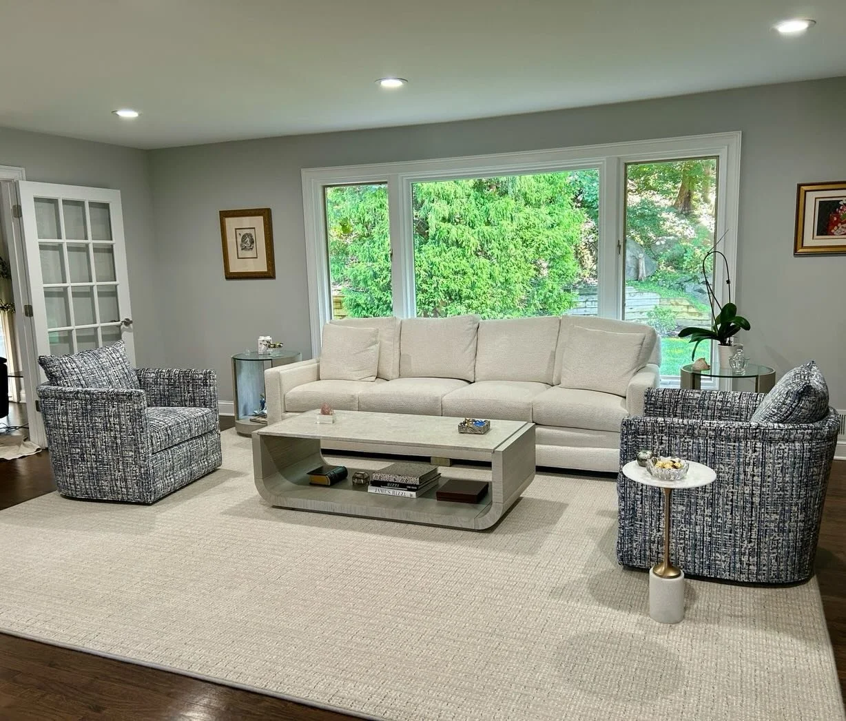 Just in time for the holidays! A comfortable and inviting family room for a lovely client. Custom pillows, drapery and accessories are on the way! @jillcohendesign