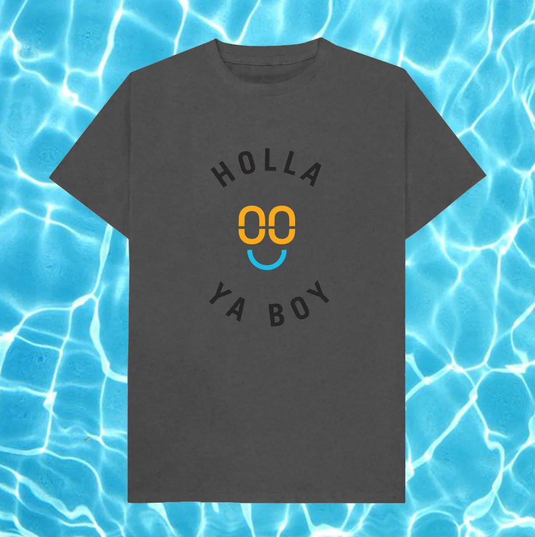 NEW! Holla Ya Boy Smiley T-shirt • Dark Grey •
