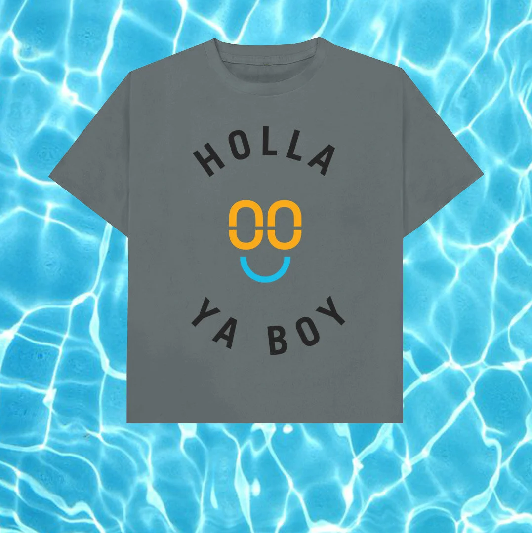 NEW! Kids Holla Ya Boy Smiley T-Shirt • Grey •