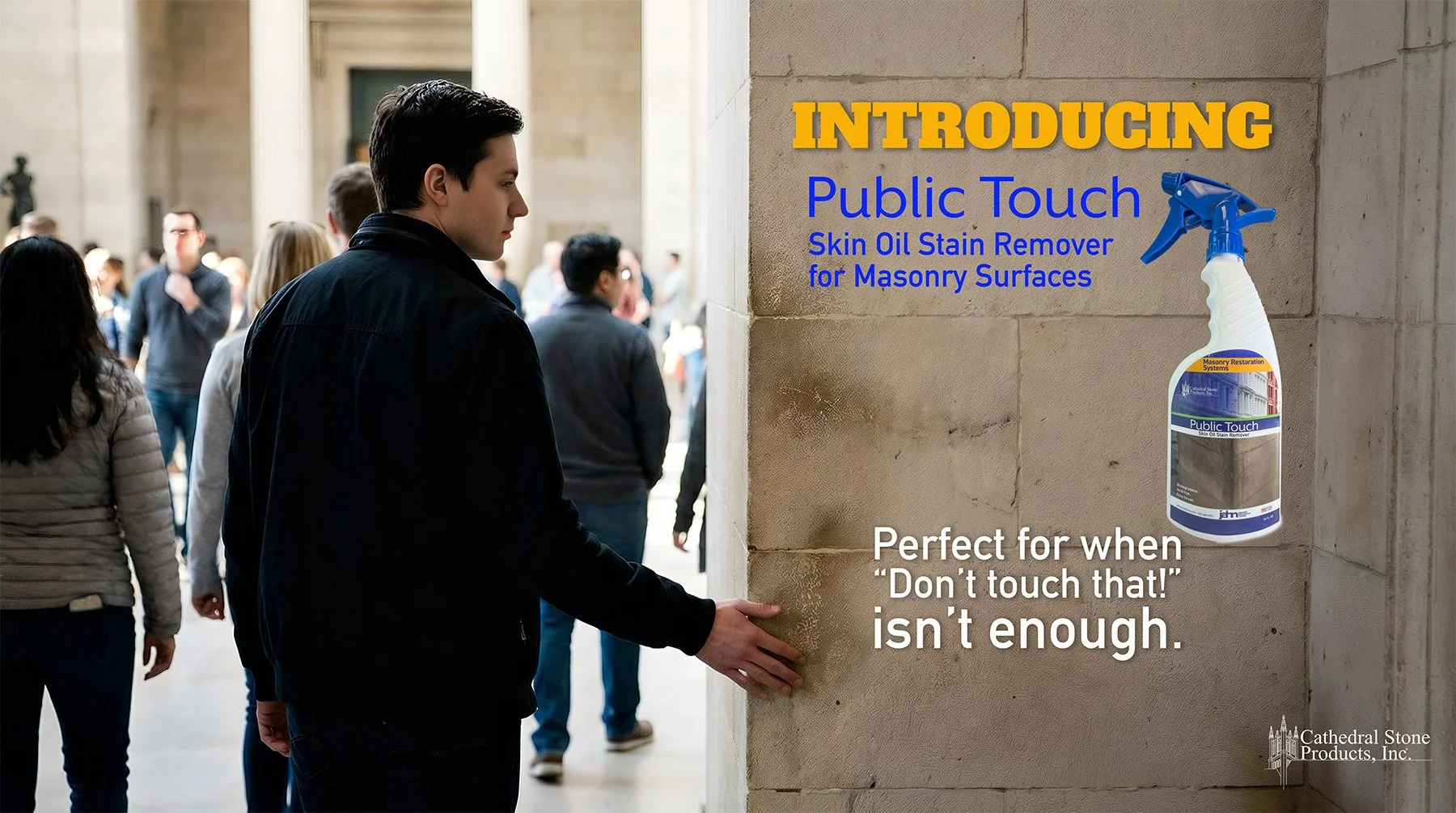 Introducing: Public Touch - a New Skin Oil Stain Remover for Masonry Surfaces