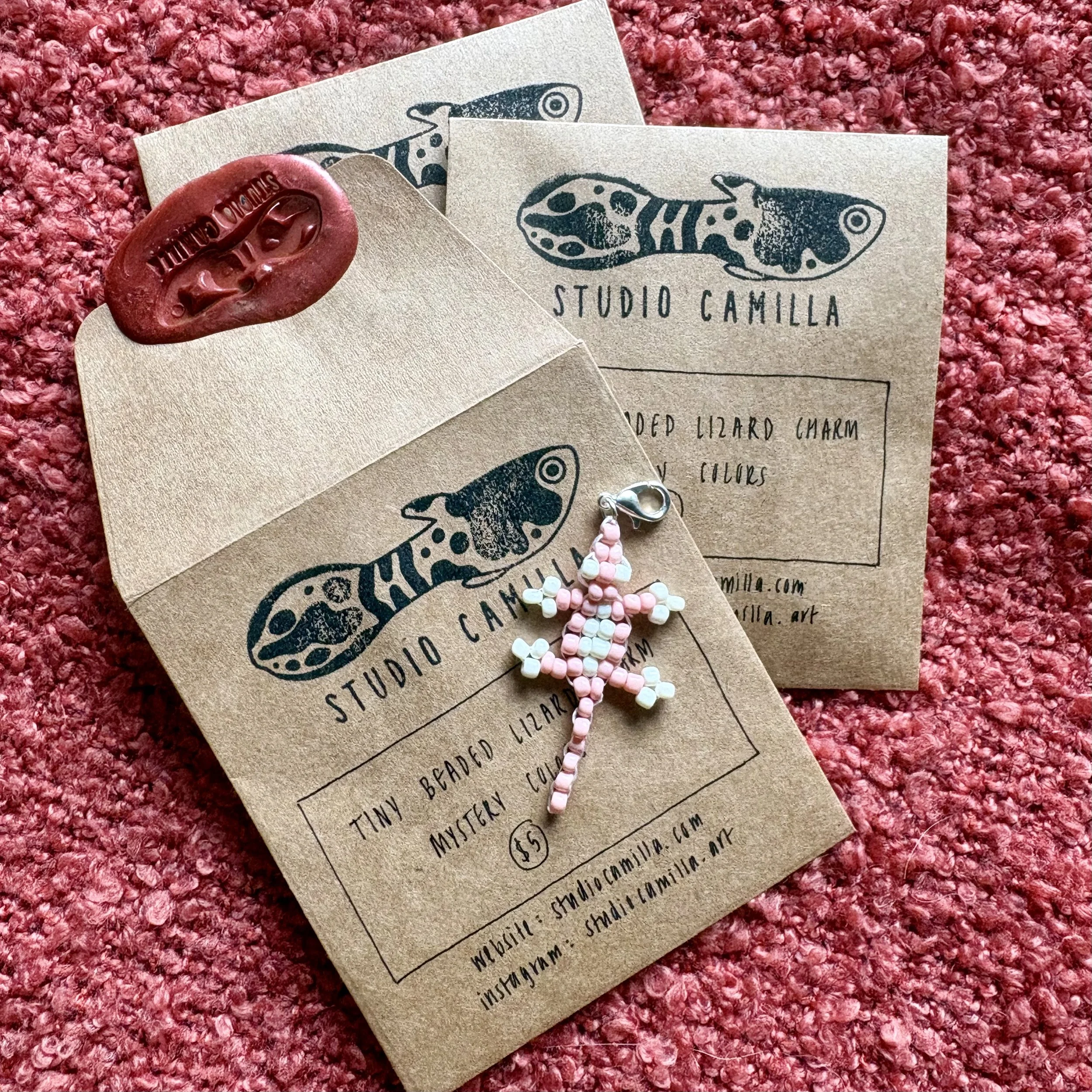 Mini Beaded Lizard Charms