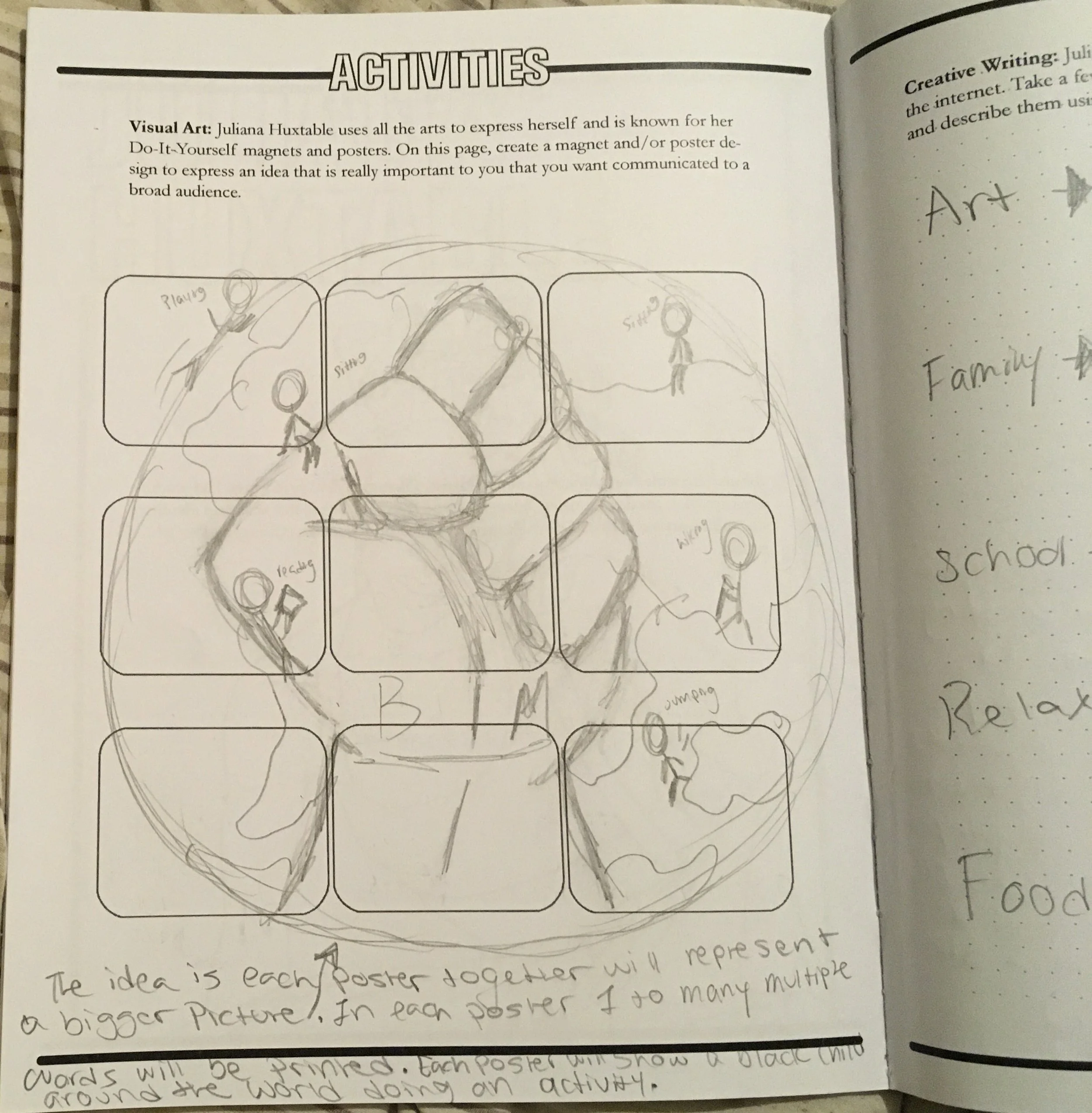 We Exist
Juliana Huxtable uses all the arts to express herself and is known for her Do-It-Yourself magnet and posters. On this page, create a magnet and/ or poster design to express an idea that is really important to you that you want communicated t