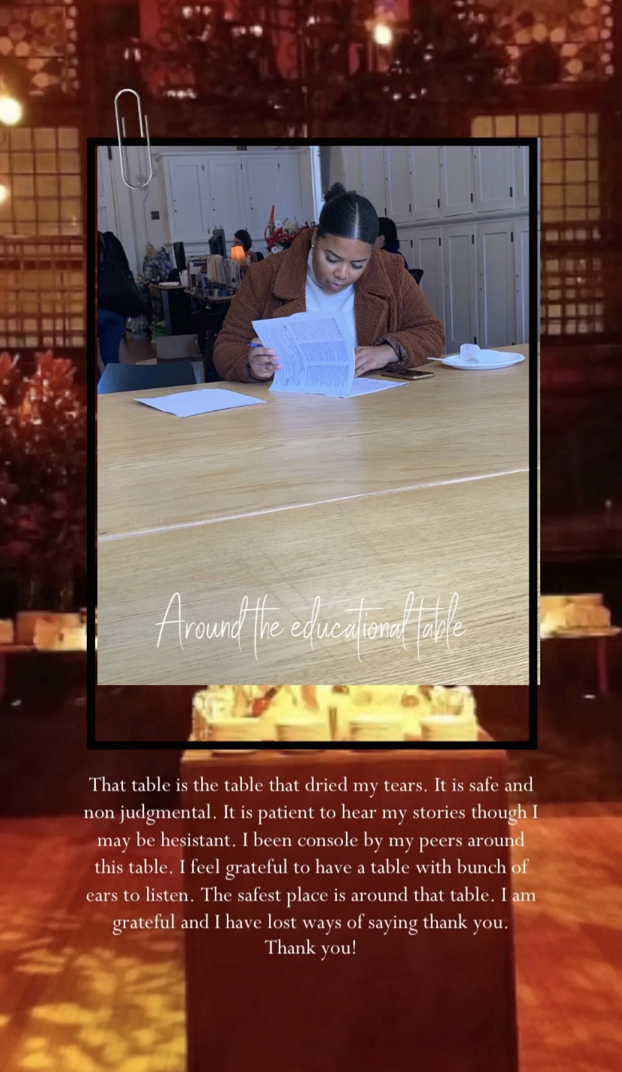 How do you feel when you are at the Education table?