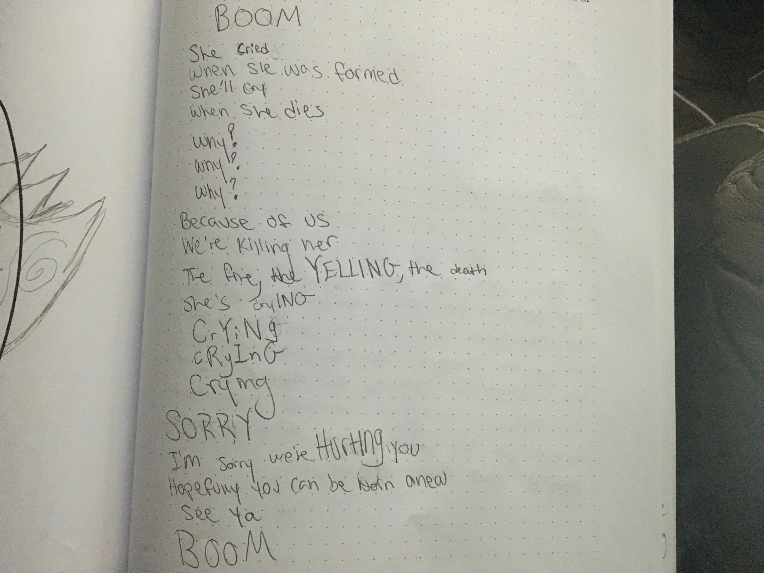 Nick Cave’s work can be expressive, explosive, and joyful. Write a poem where words expressing emotions are written larger, smaller, in different colors or fonts, backwards, misspelled, etc.